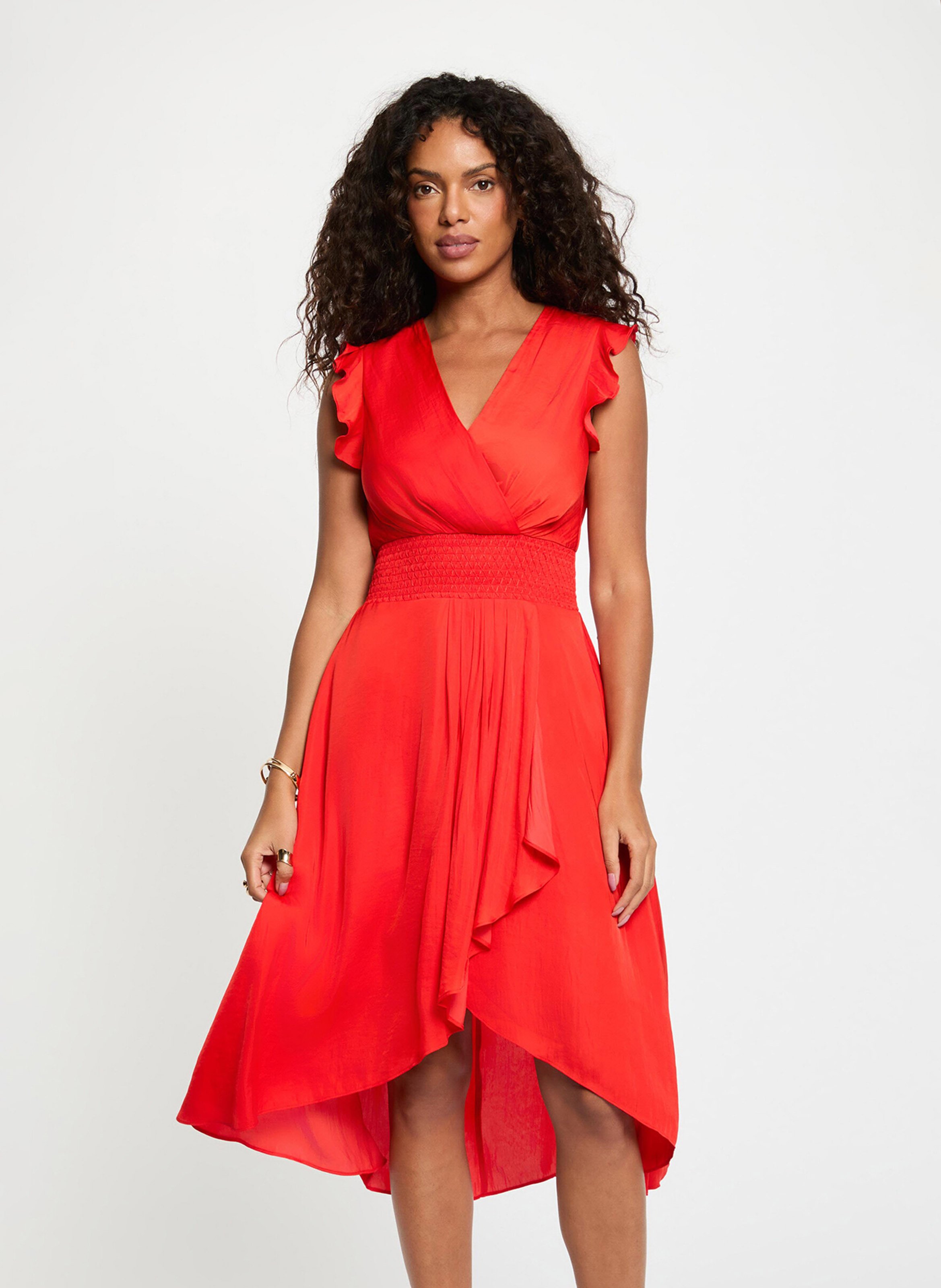Fluid wrap midi dress MORGAN Red