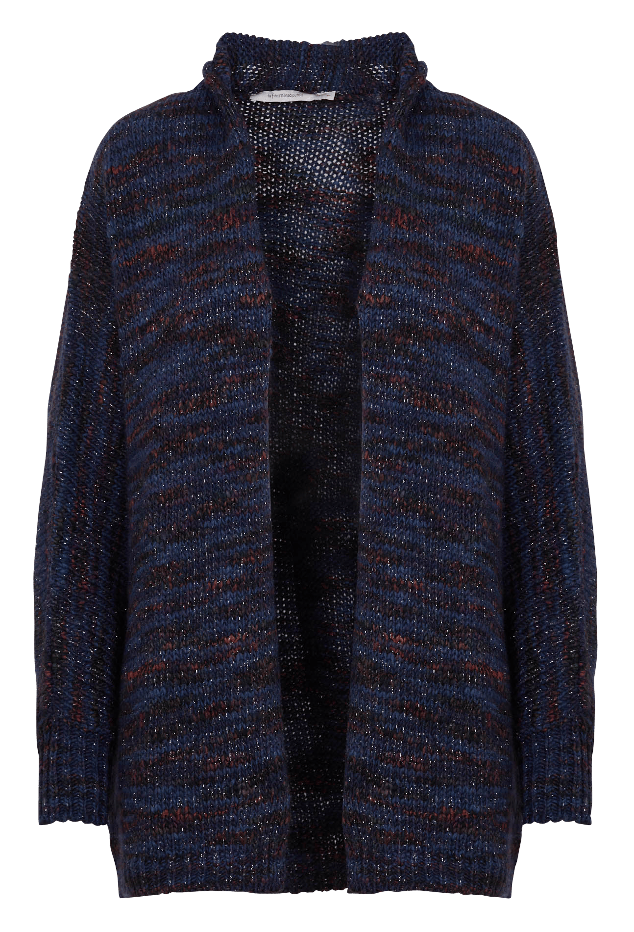 Mid-length multicolored knit vest LA FEE MARABOUTEE Blue