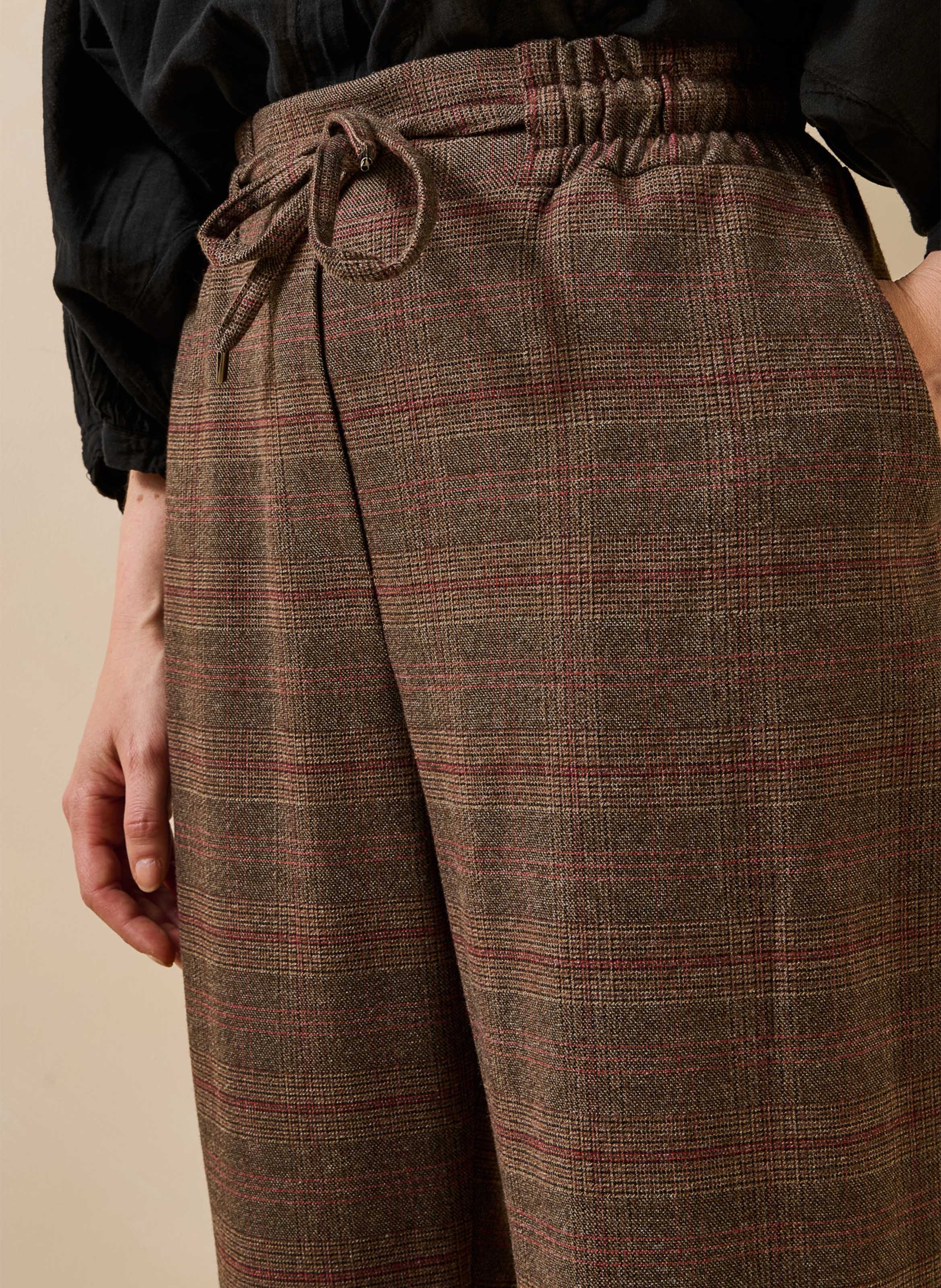 Checked straight-leg pants LA FEE MARABOUTEE Brown