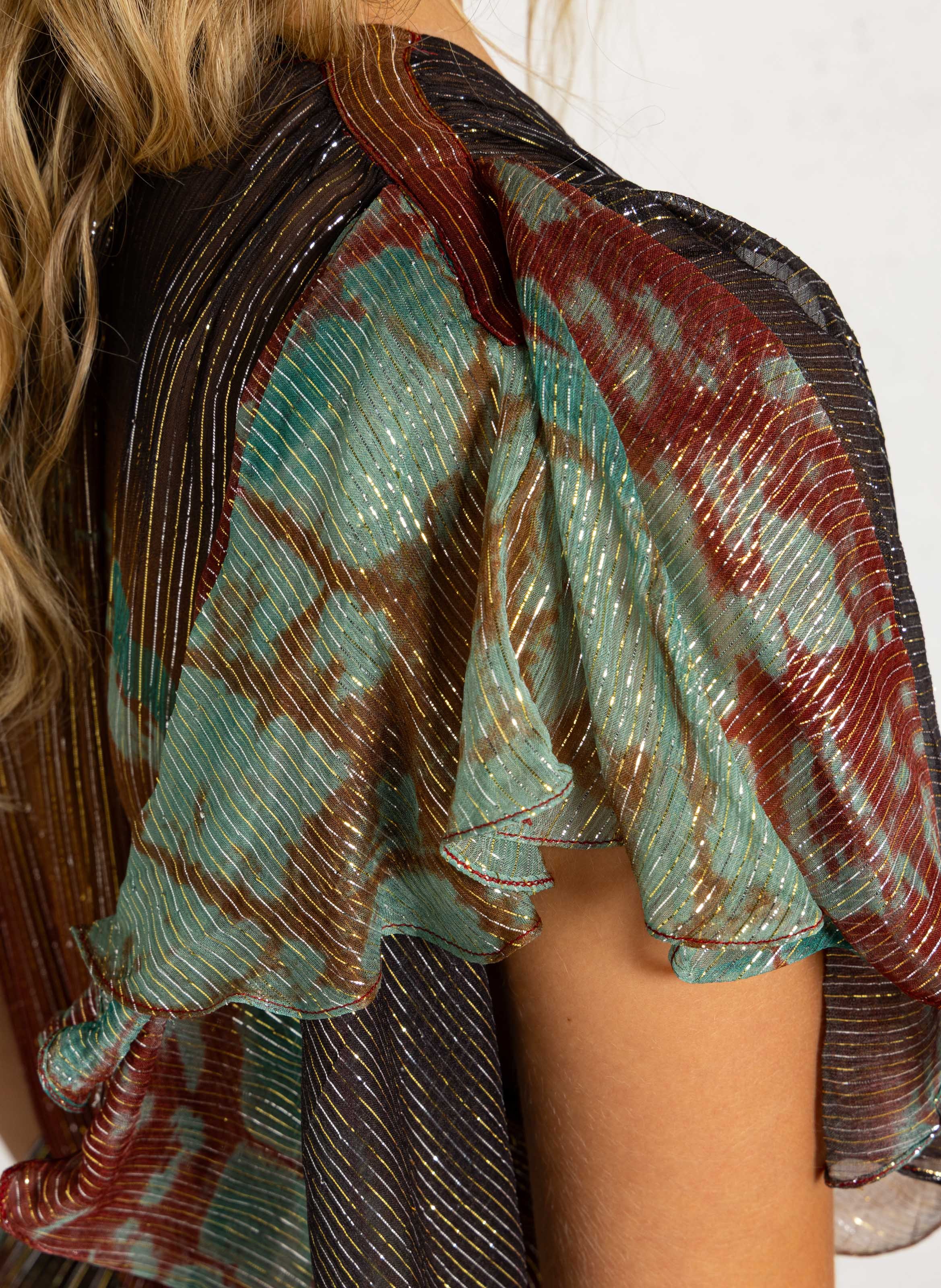 Robe longue imprimée col v MES DEMOISELLES Multicolore