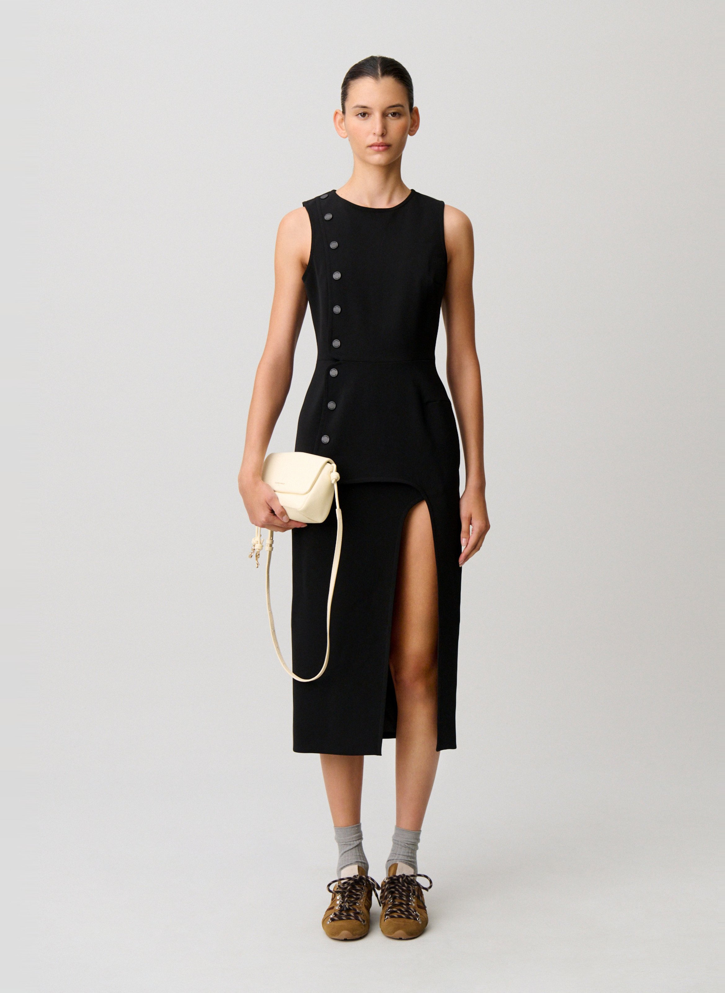 Lange jurk met ronde hals CLAUDIE PIERLOT Zwart