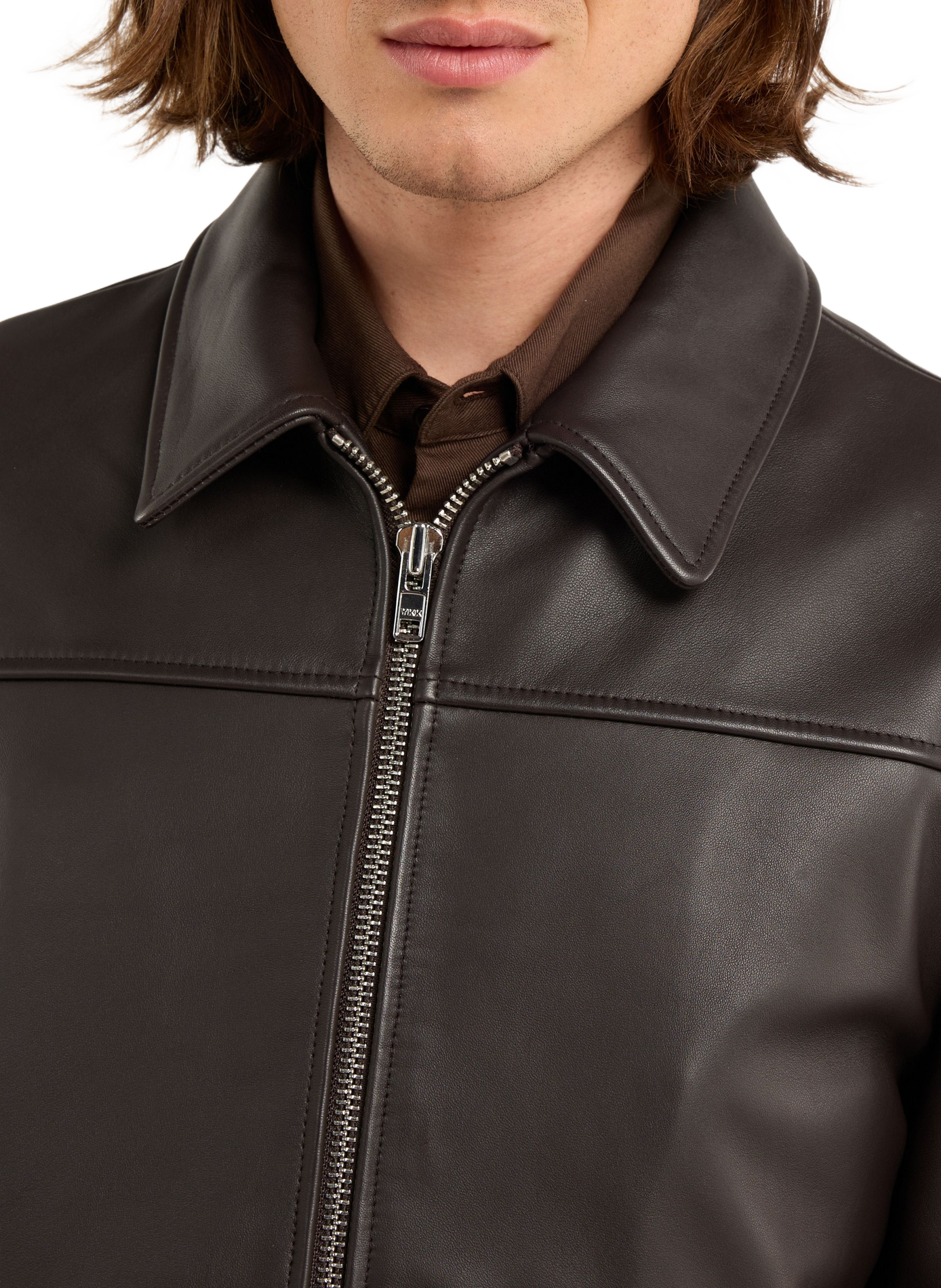 Blouson fool en cuir d'agneau SAISON 1865 Marron
