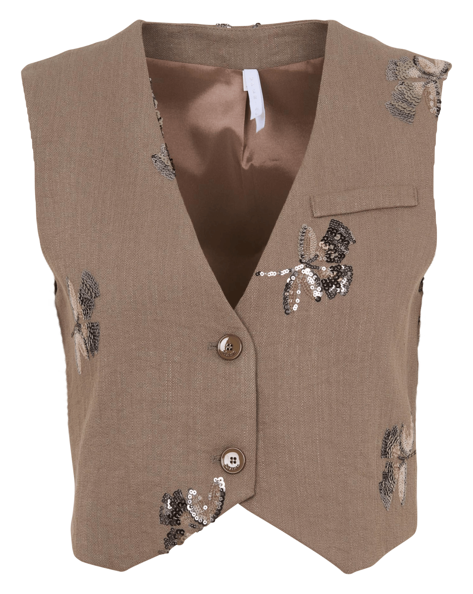 Korte rechte gilet met pailletten IMPERIAL Groen