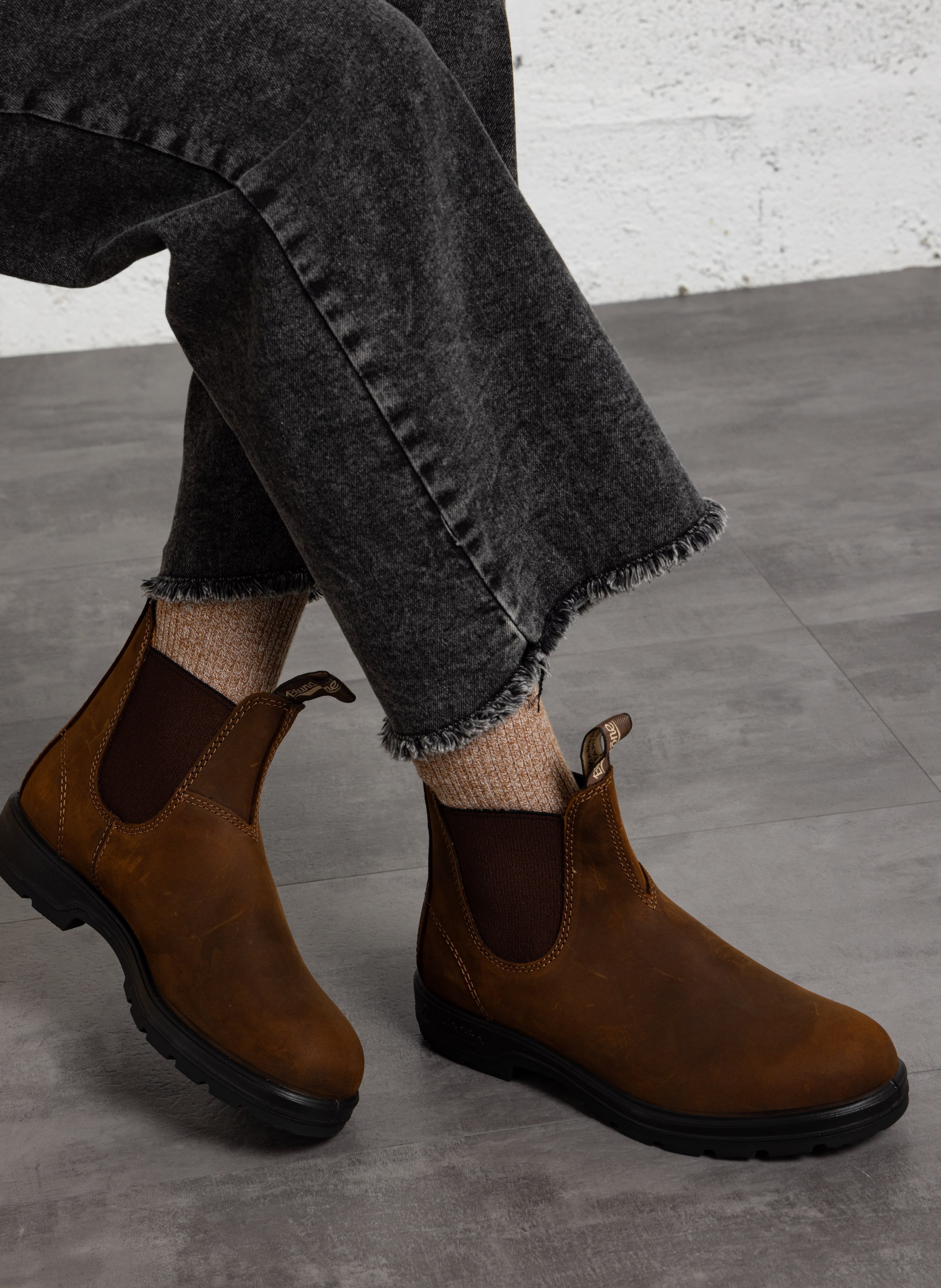 Bottines en cuir mélangé BLUNDSTONE Marron