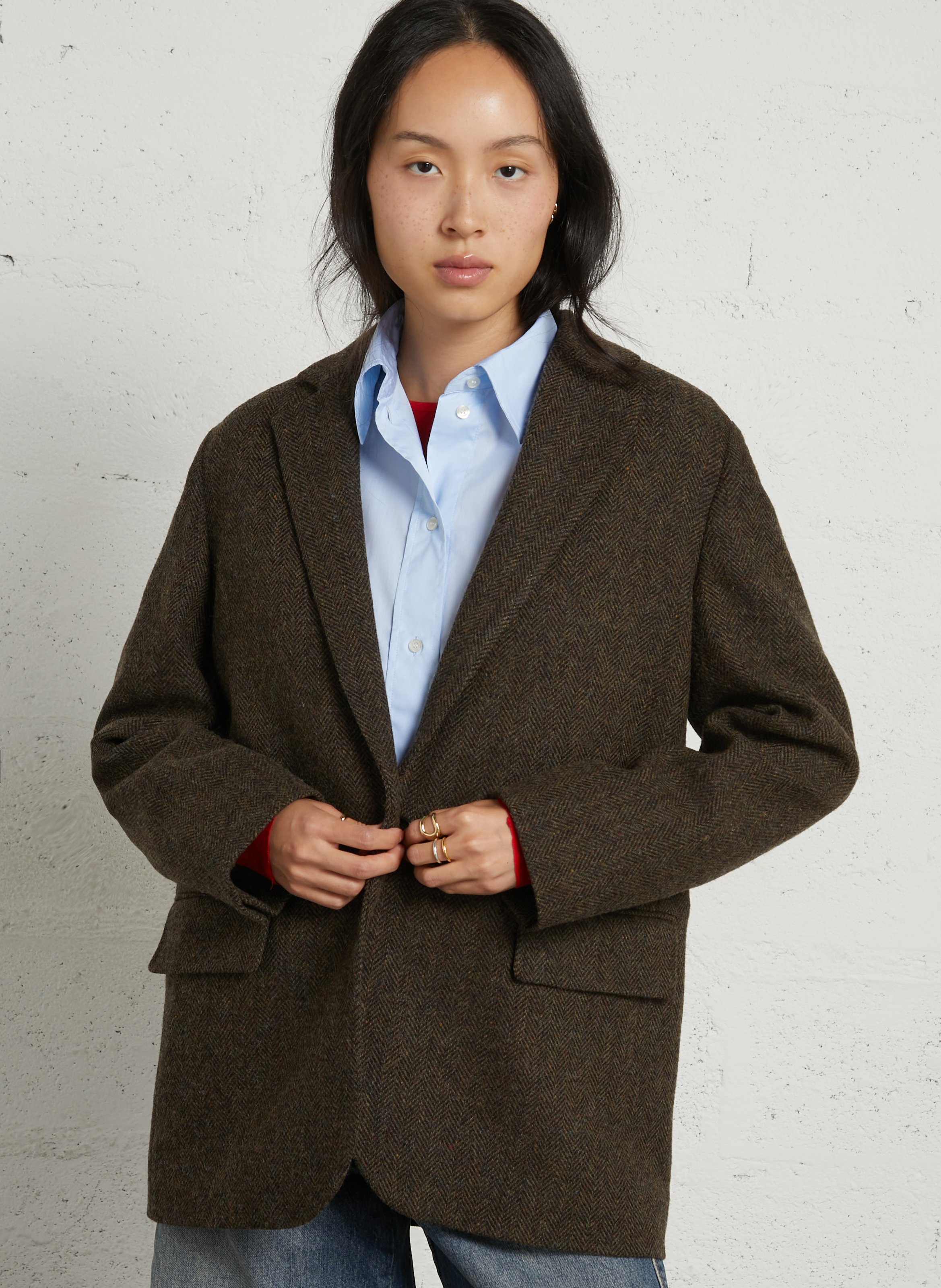 Veste droite en laine SOEUR Marron