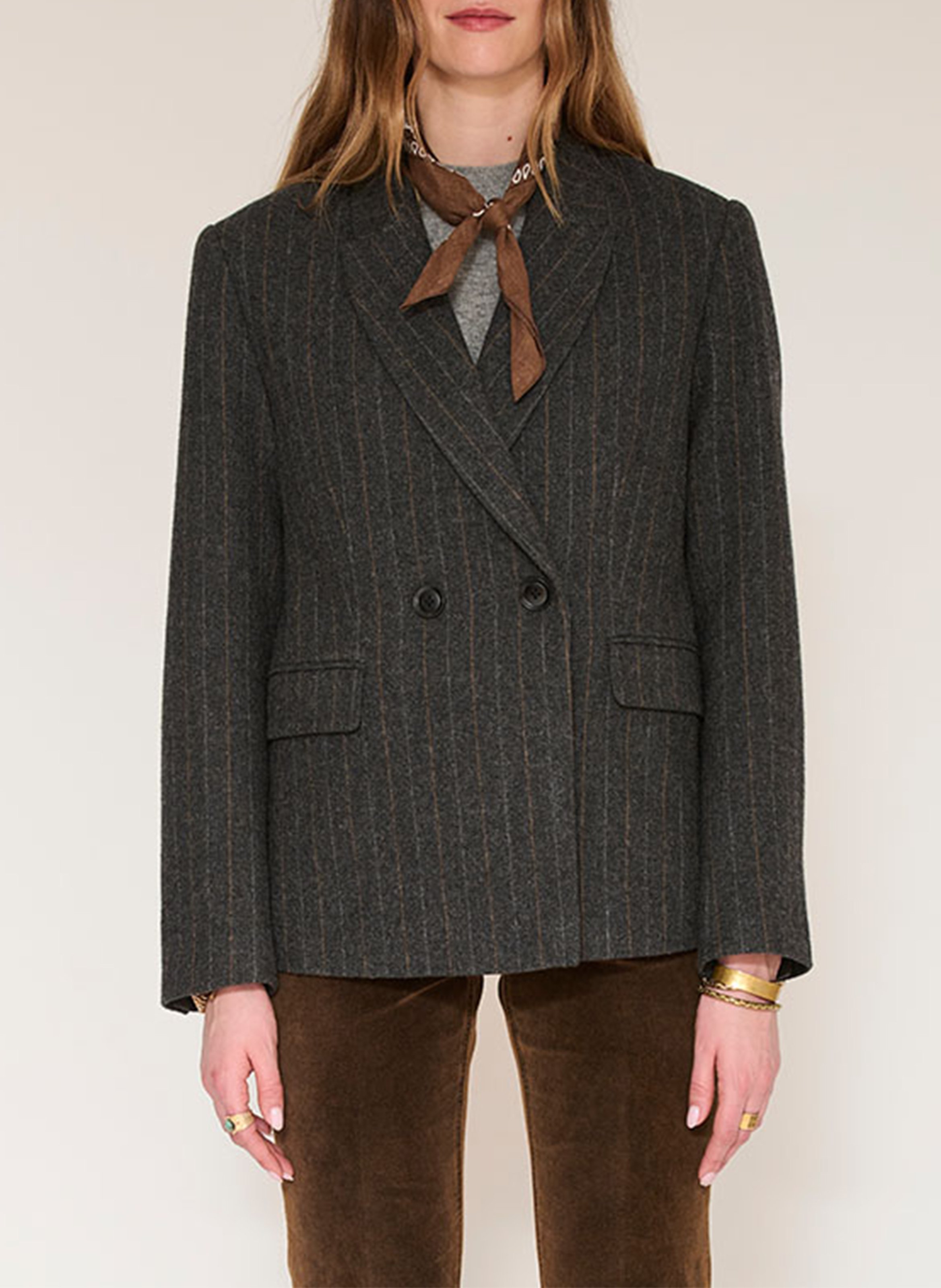 Veste tailleur droite rayée en laine mélangée MKT Gris