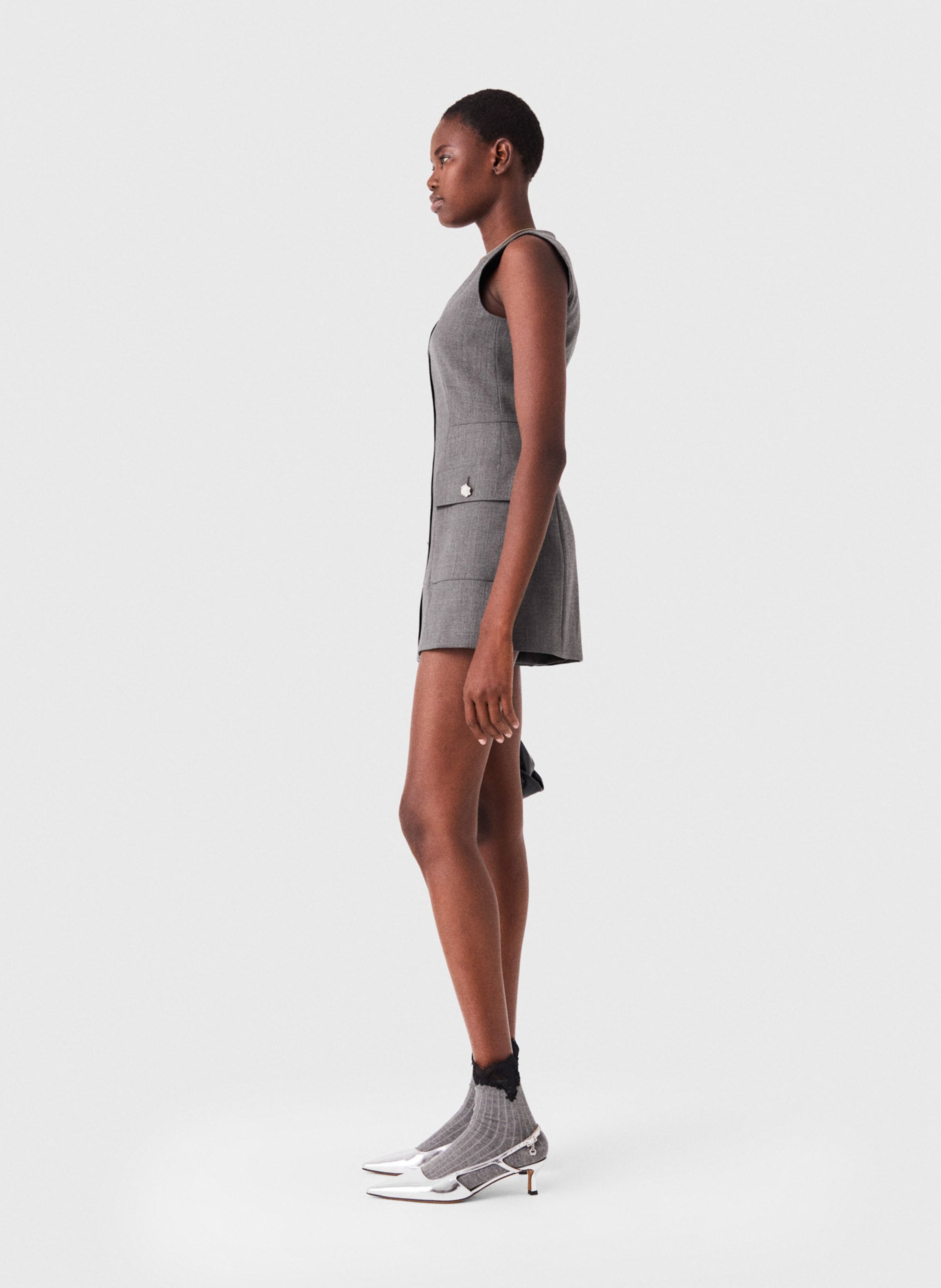 Sleeveless V-neck vest MAJE Grey