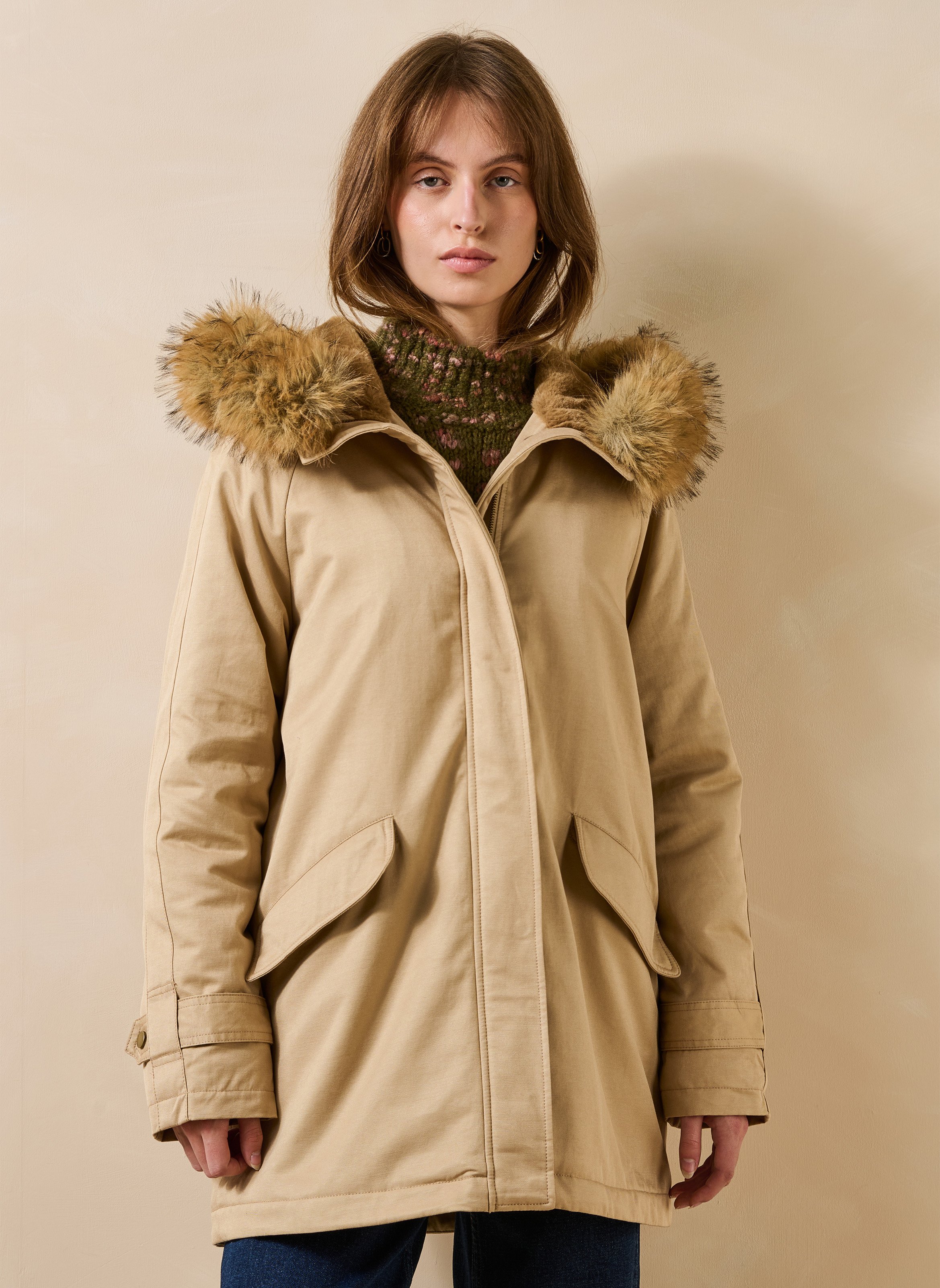 Oversized cotton-mix coat LA FEE MARABOUTEE Beige