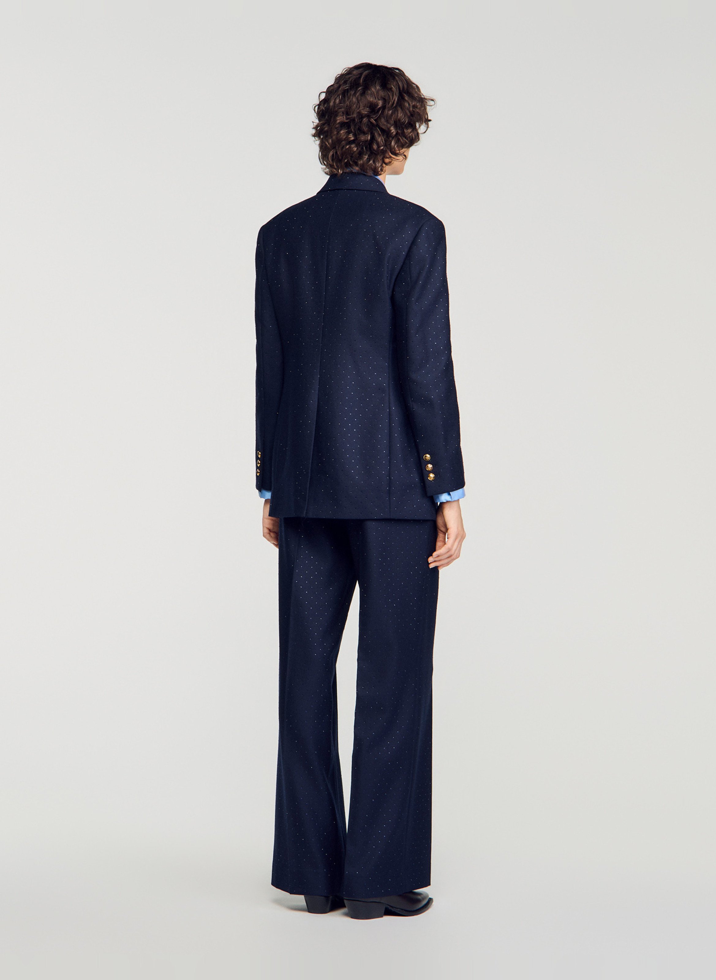 Veste col tailleur en laine SANDRO Bleu