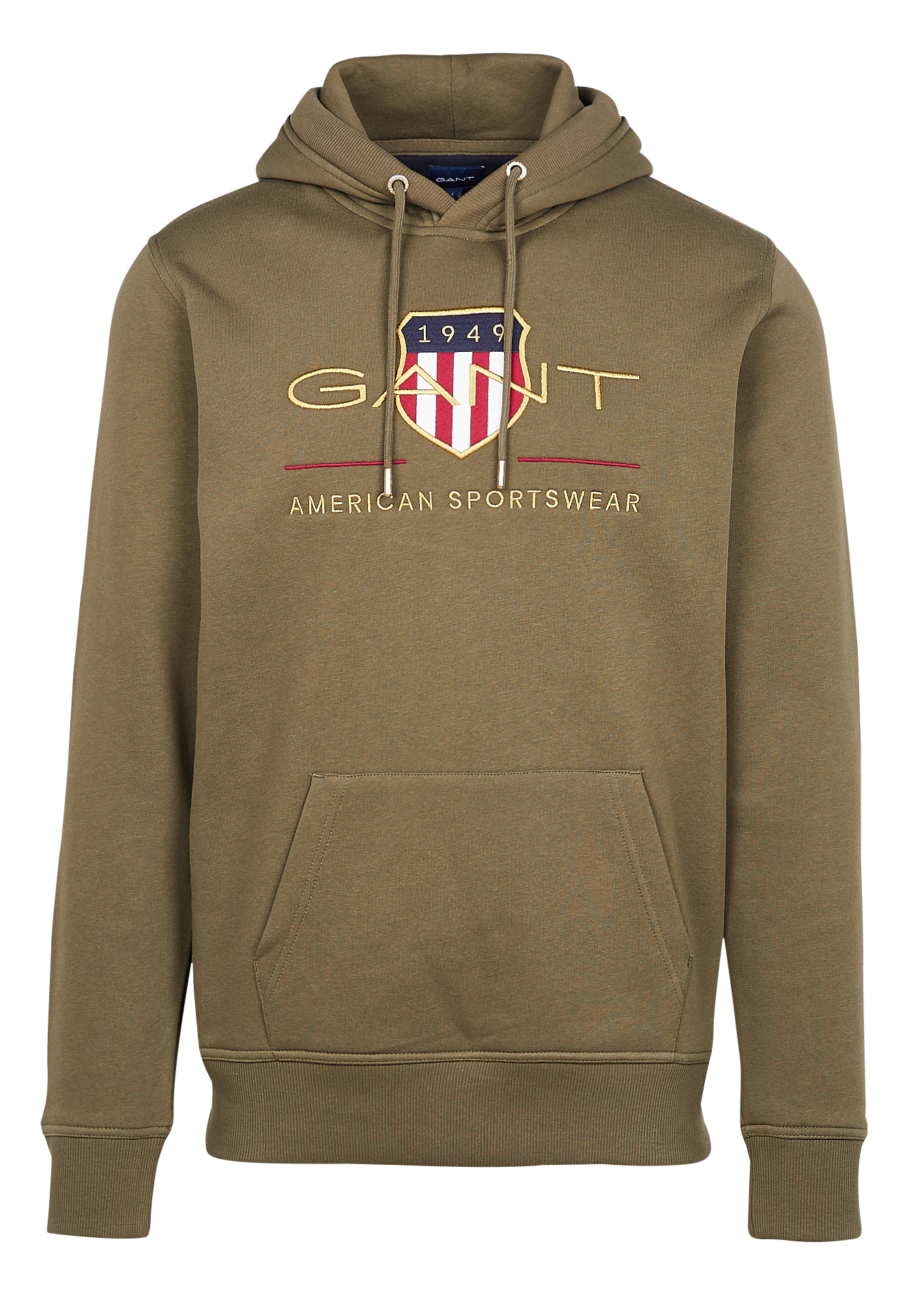 Regular-fit embroidered cotton-blend hoodie GANT Green