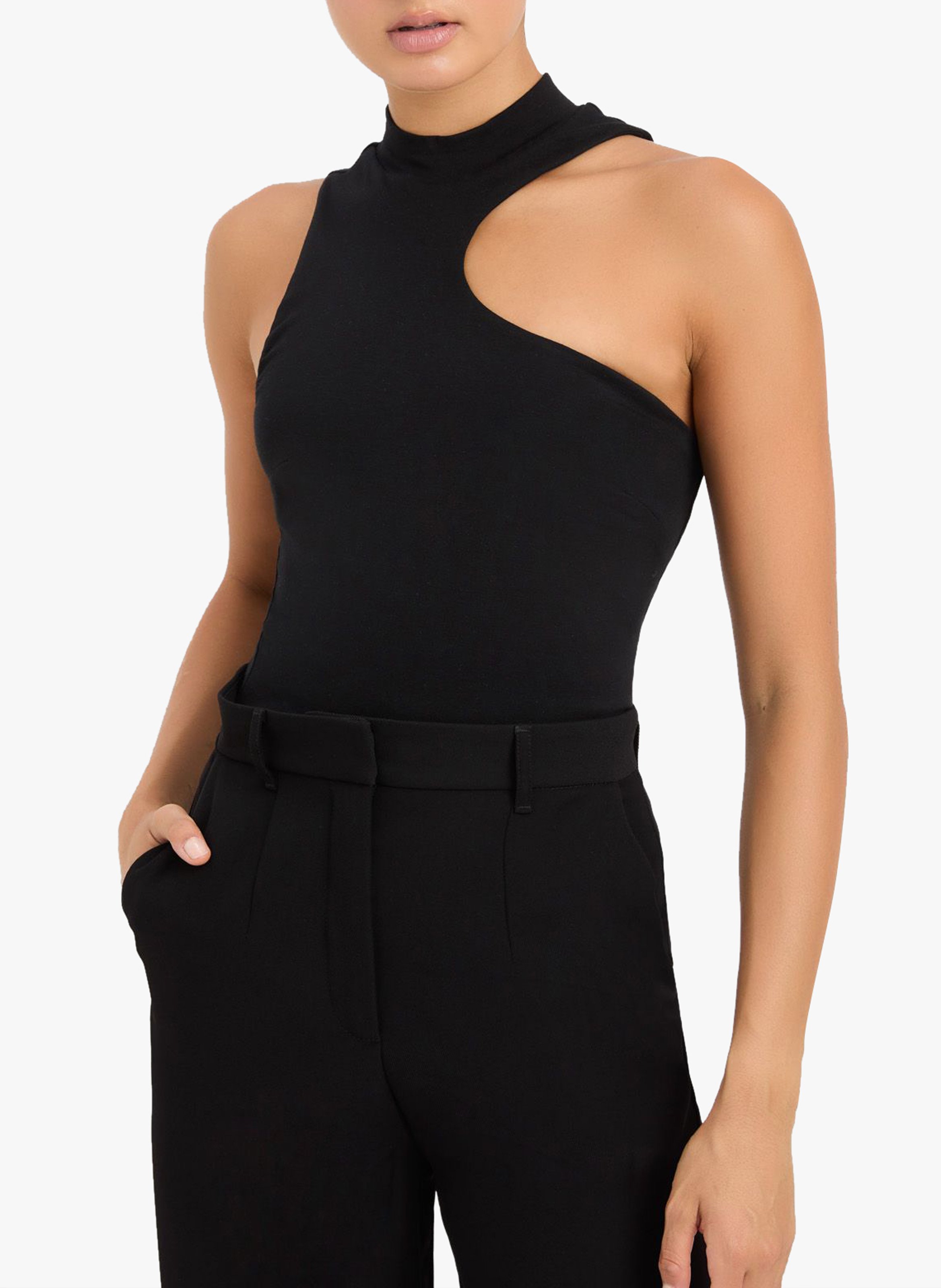 Katoenen singlet met opstaande kraag ZwartKOOKAI