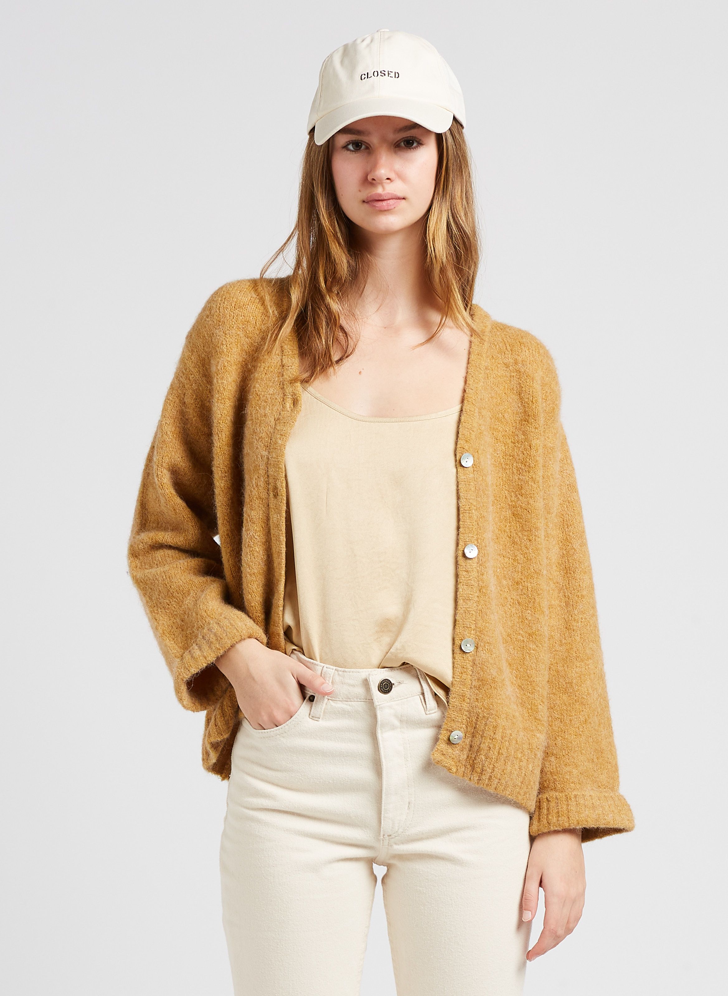 Auralee Kid Mohair Sheer Knit Cardigan Camel On Garmentory