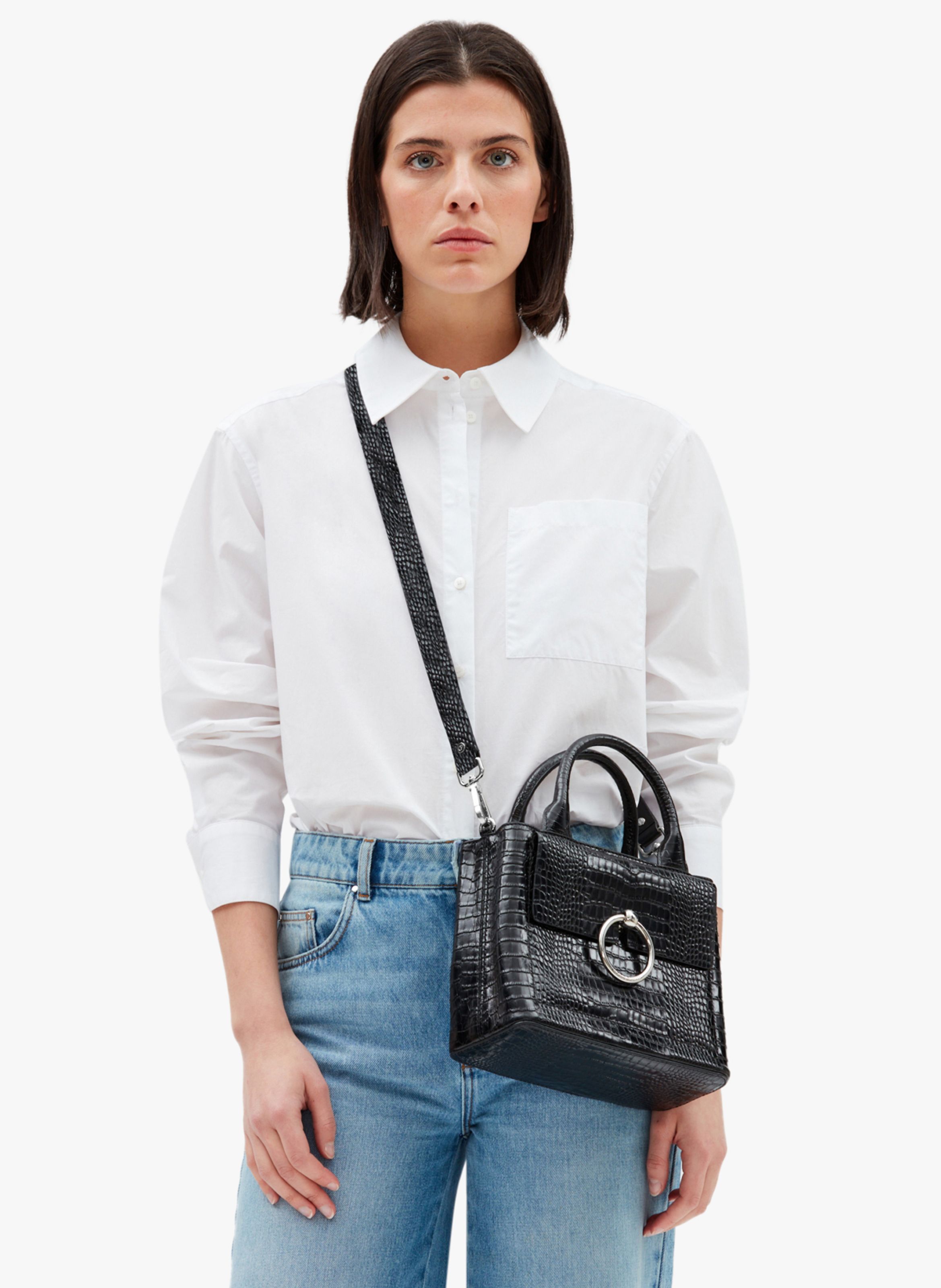 Sac Main En Cuir Aspect Croco Noir Claudie Pierlot Femme