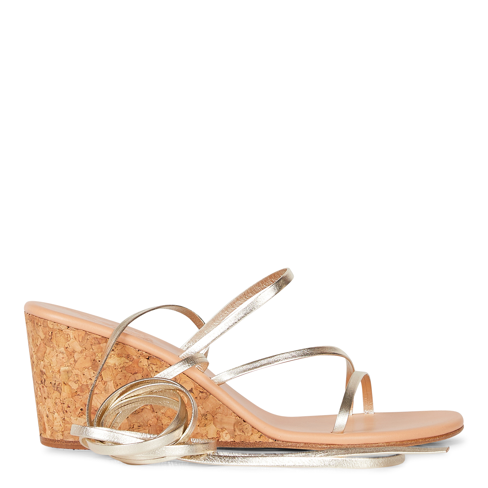 Leren sandalen met sleehak ANCIENT GREEK SANDALS Zilver