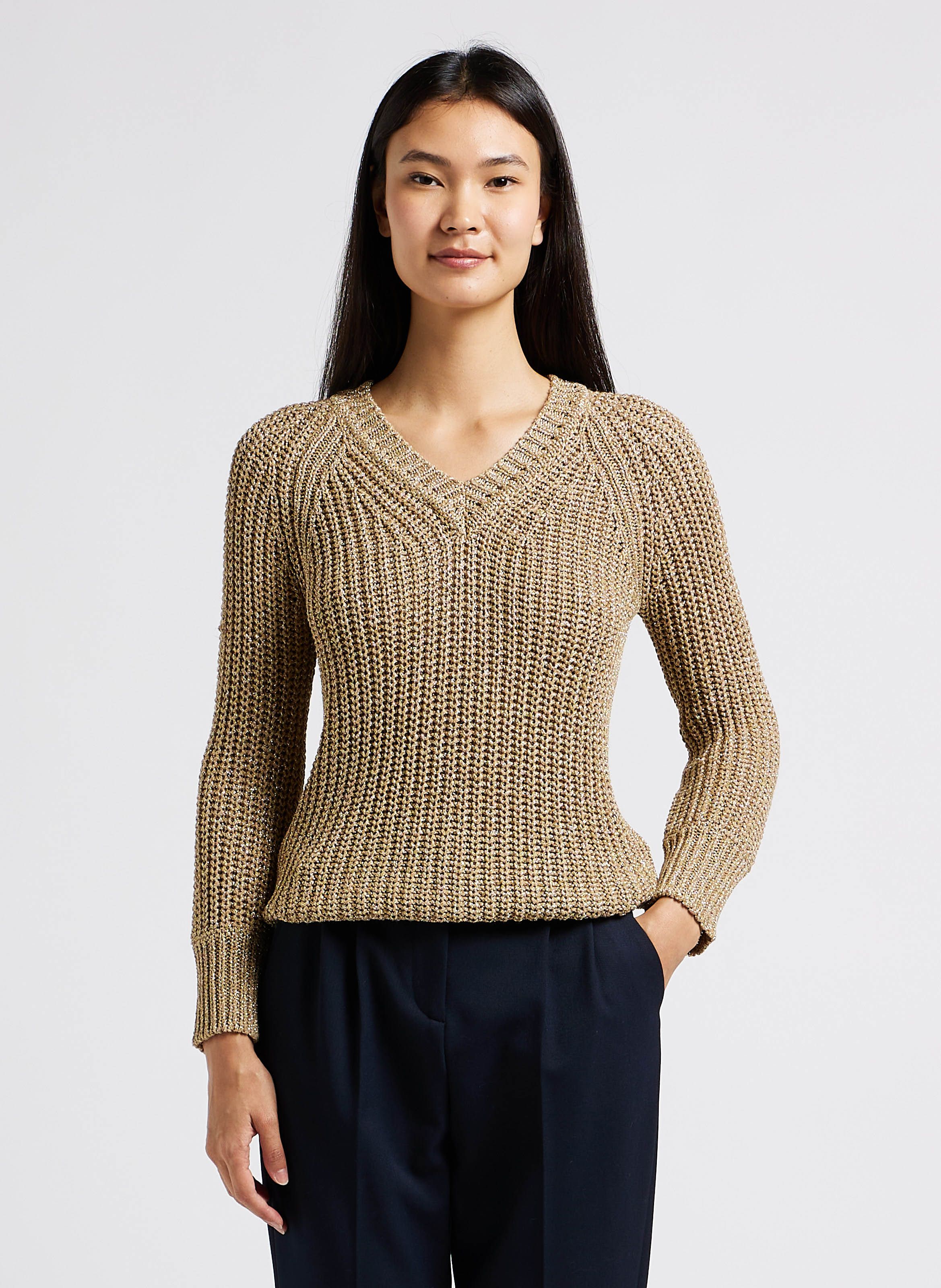 Pull maille 2025 doré femme