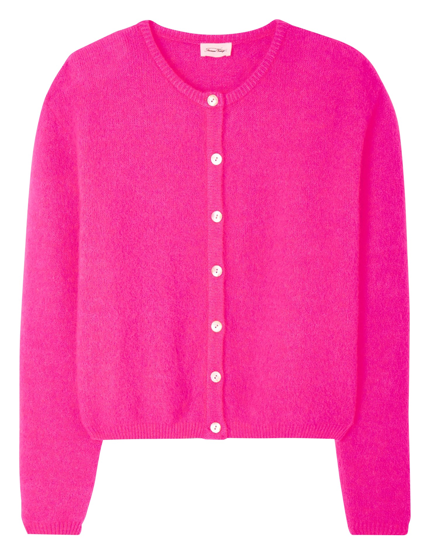 Gilet ample col rond en laine mélangée VITOW Rose fluo chine