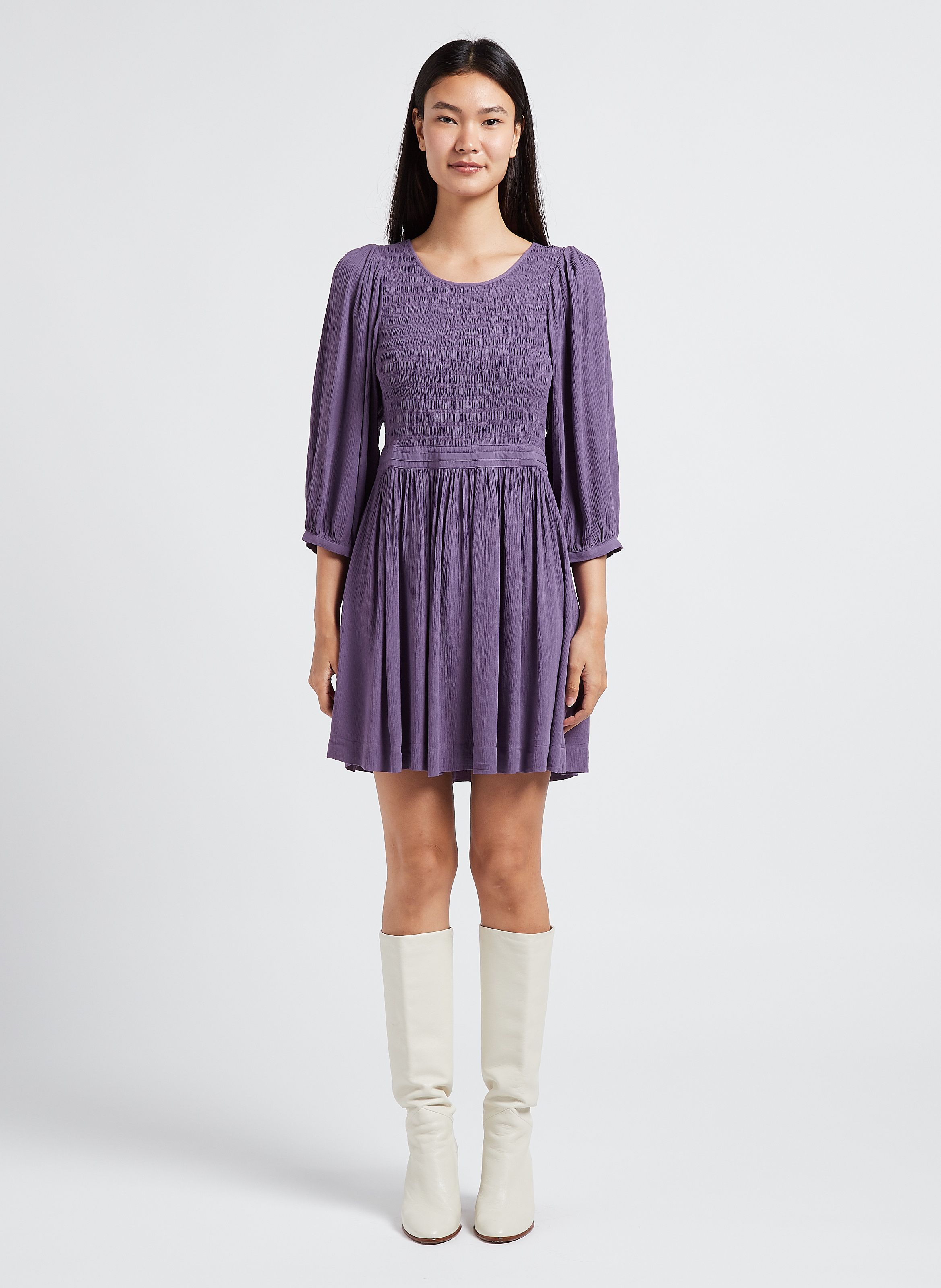 Robe Courte vas e Encolure Ronde Neda Violet Ba sh Femme