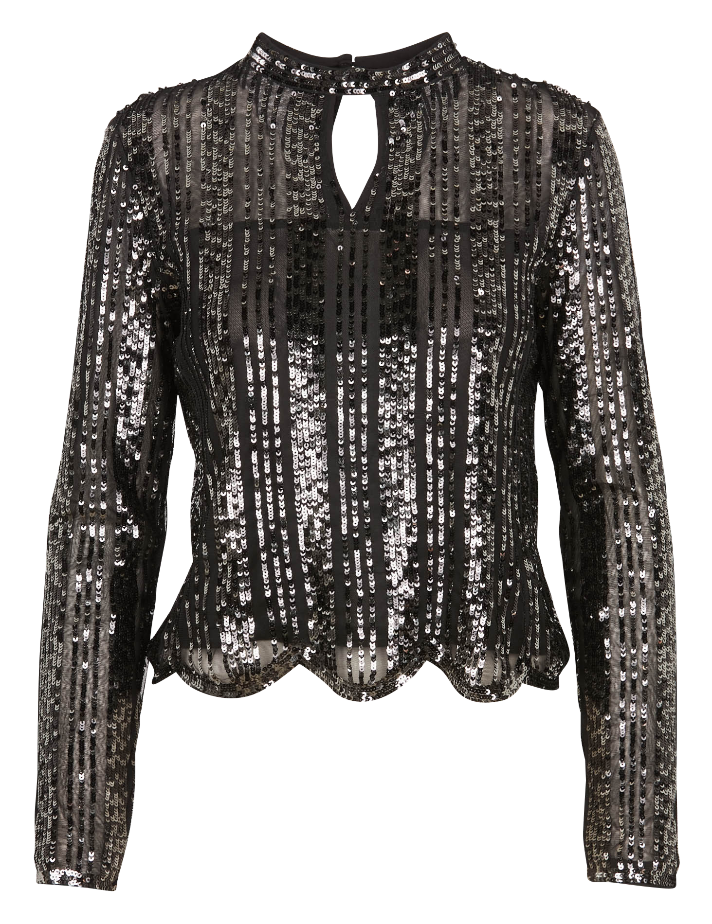 Round-neck sequined top TWINSET Black