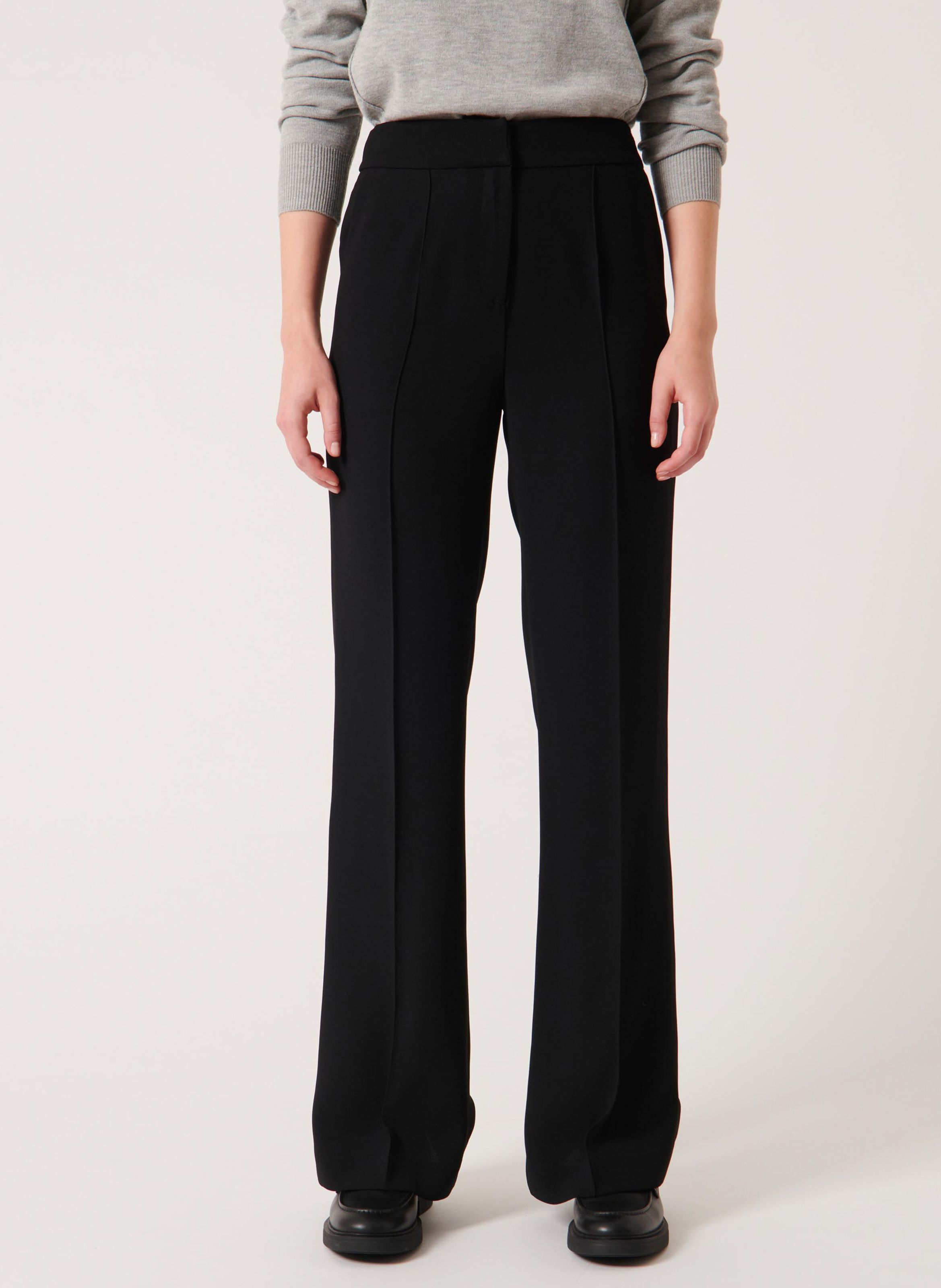 Pantalon fluide taille haute noir new arrivals