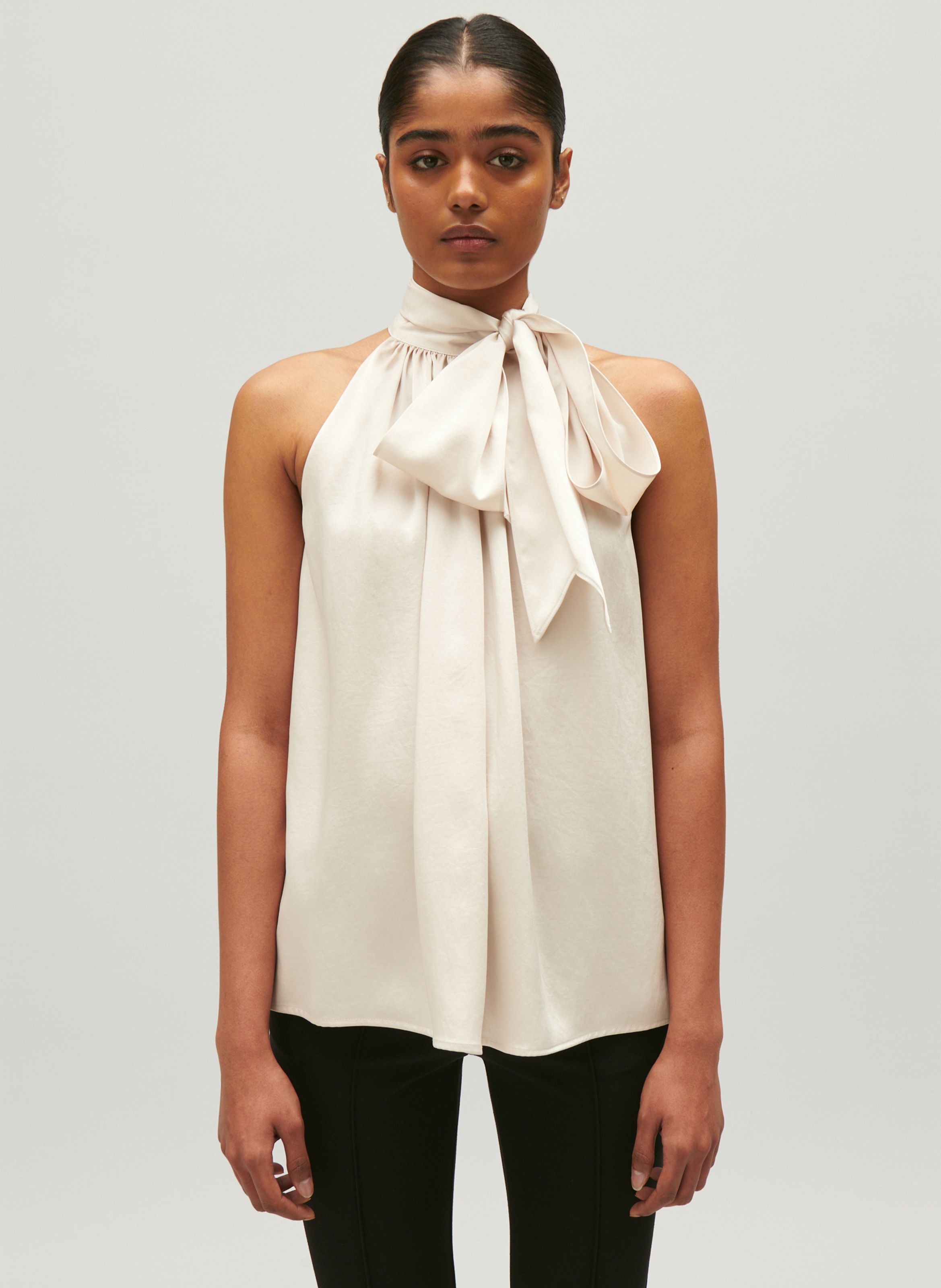 Top droit col montant Beige