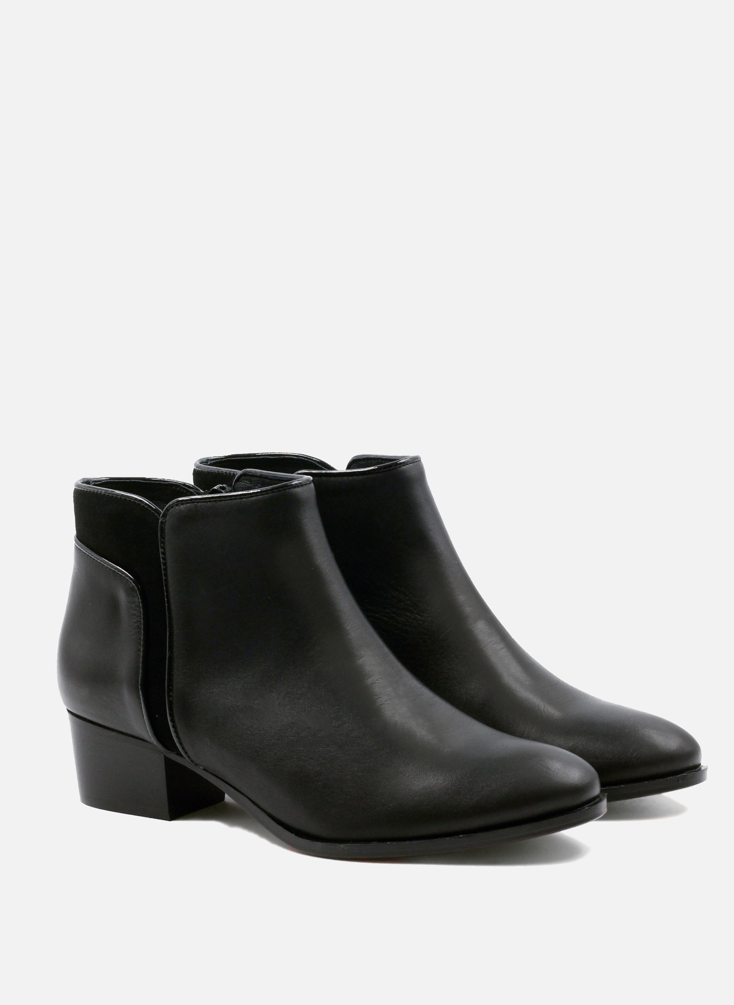 Medium heel leather mid-calf boots JULES & JENN Black