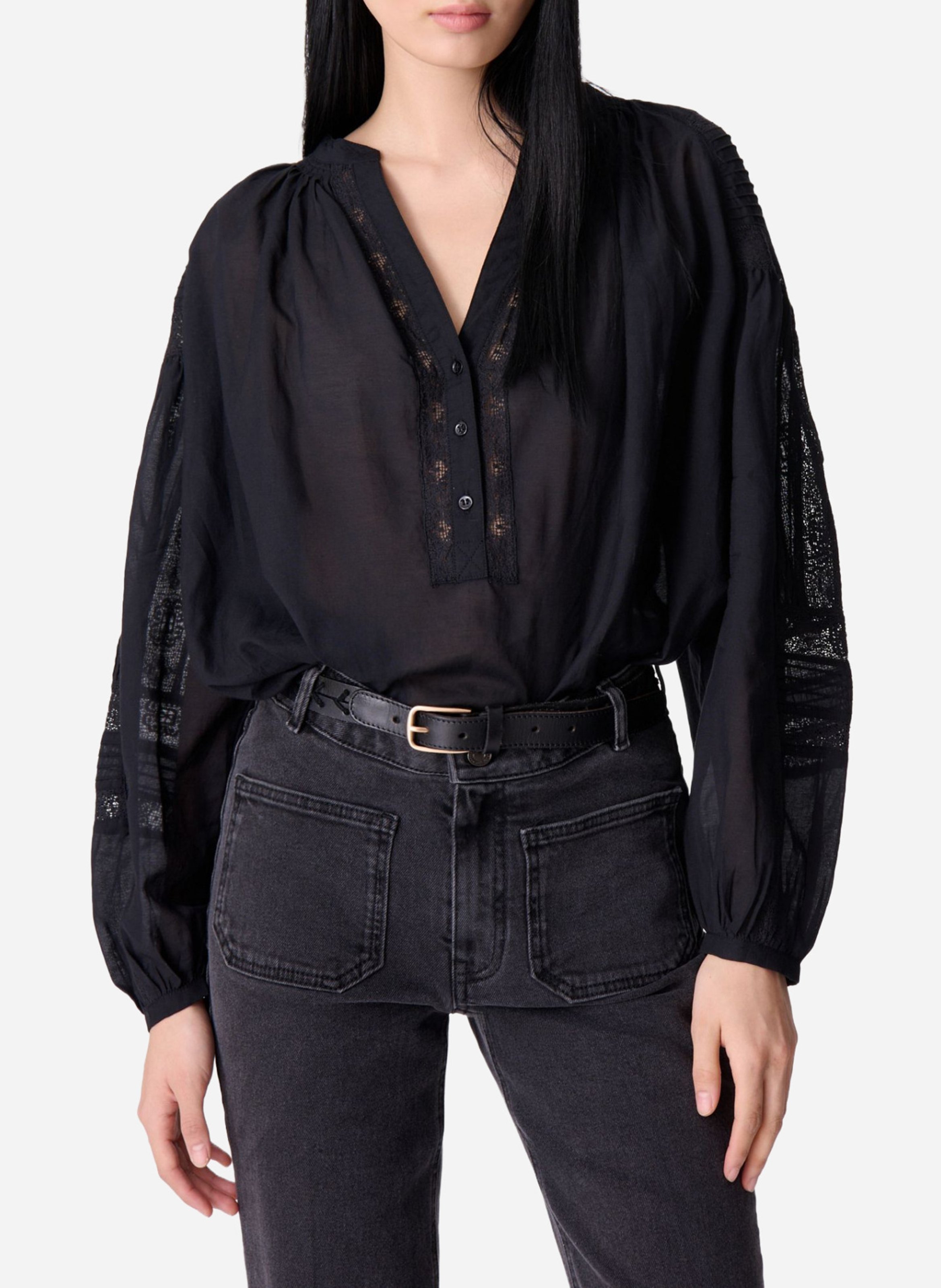 Long-sleeved lace blouse VANESSA BRUNO Black