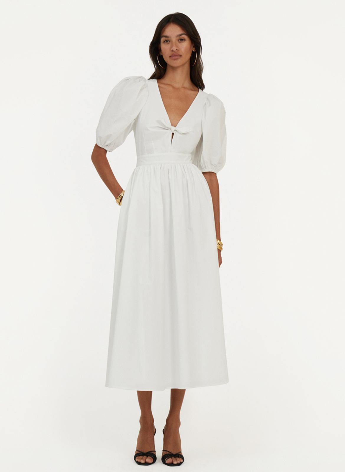 Long cotton-blend dress ROTATE White