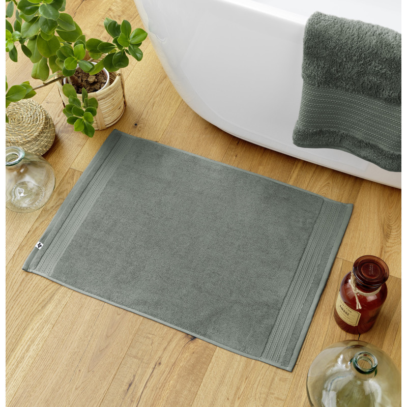 Tapis de bain 100% coton peigné L'EFFET PAPILLON Gris