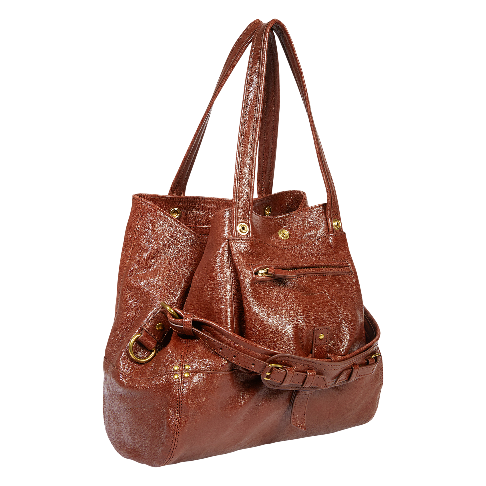 Leather shoulder tote bag JEROME DREYFUSS Brown