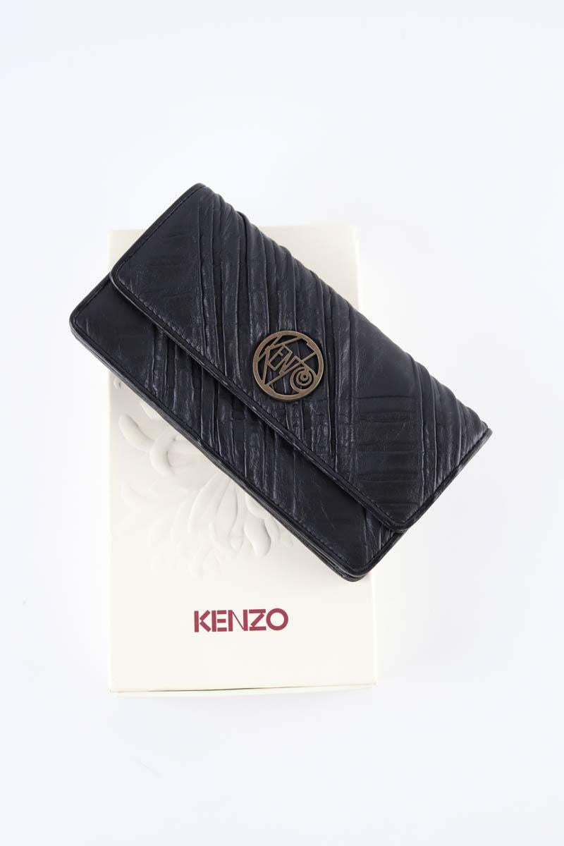 Leather card holder KENZO - SECONDE MAIN Black