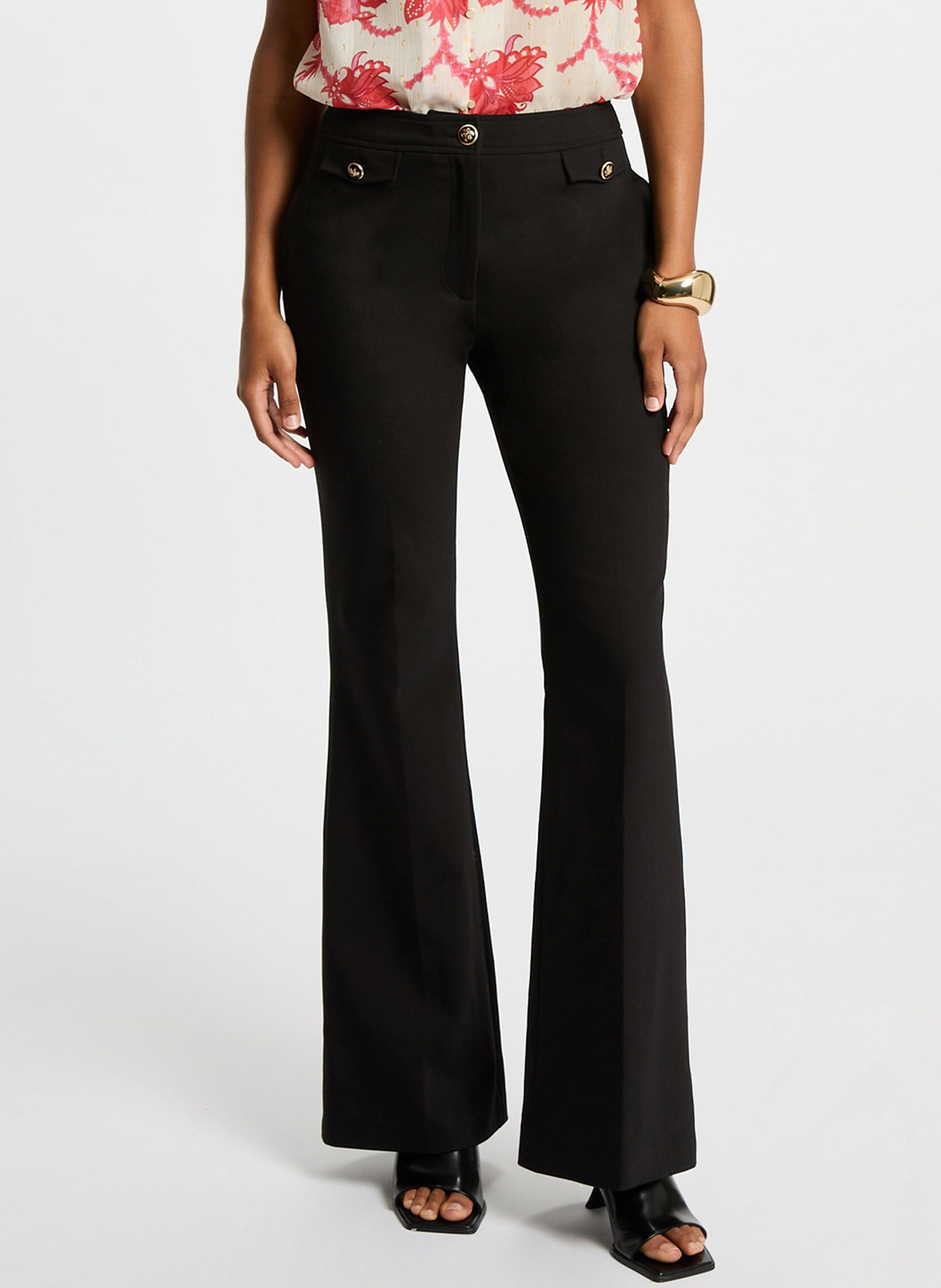 Flared cotton-blend pants MORGAN Black