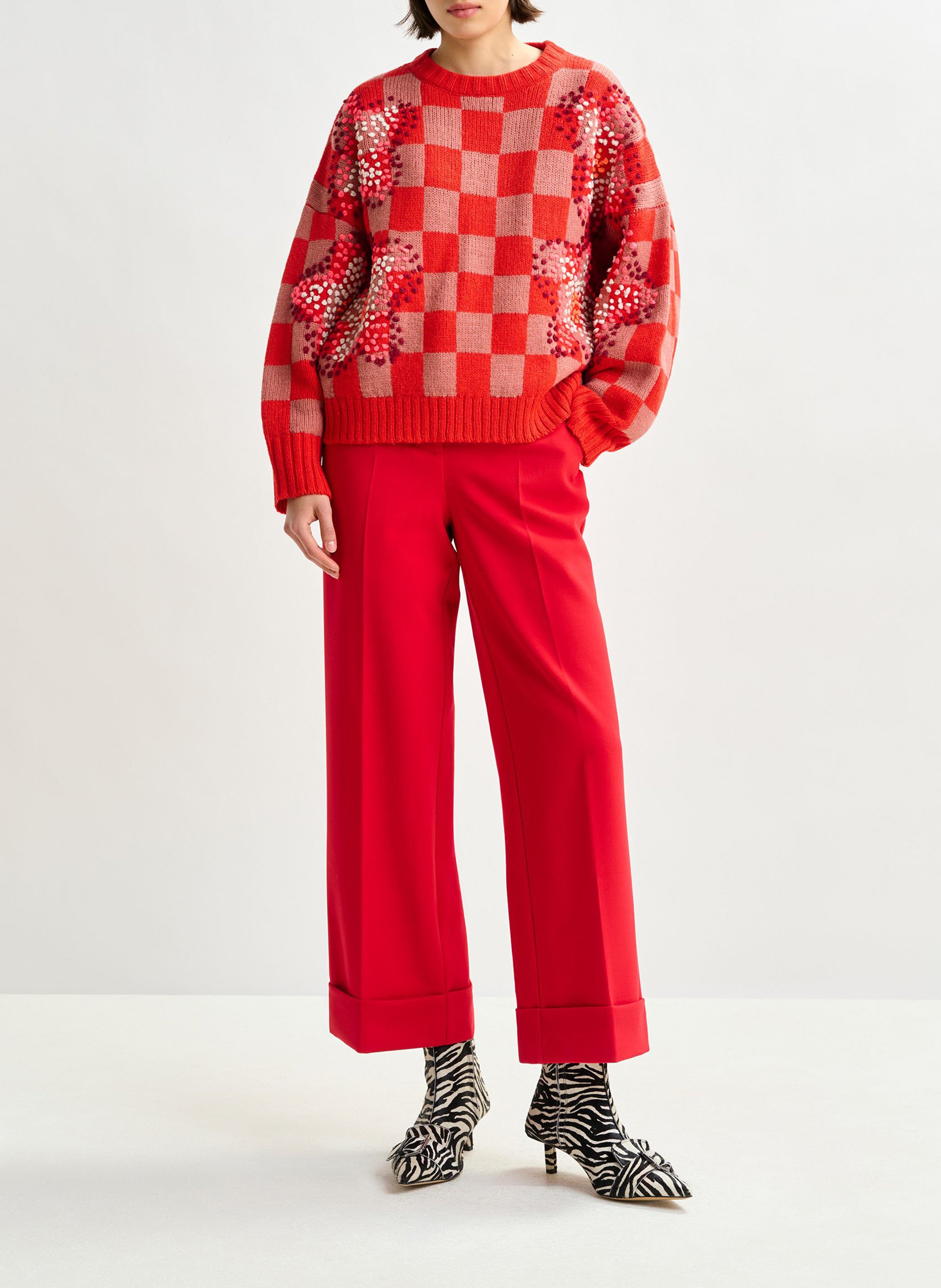 Pull droit col rond en laine mélangée ESSENTIEL ANTWERP Rouge