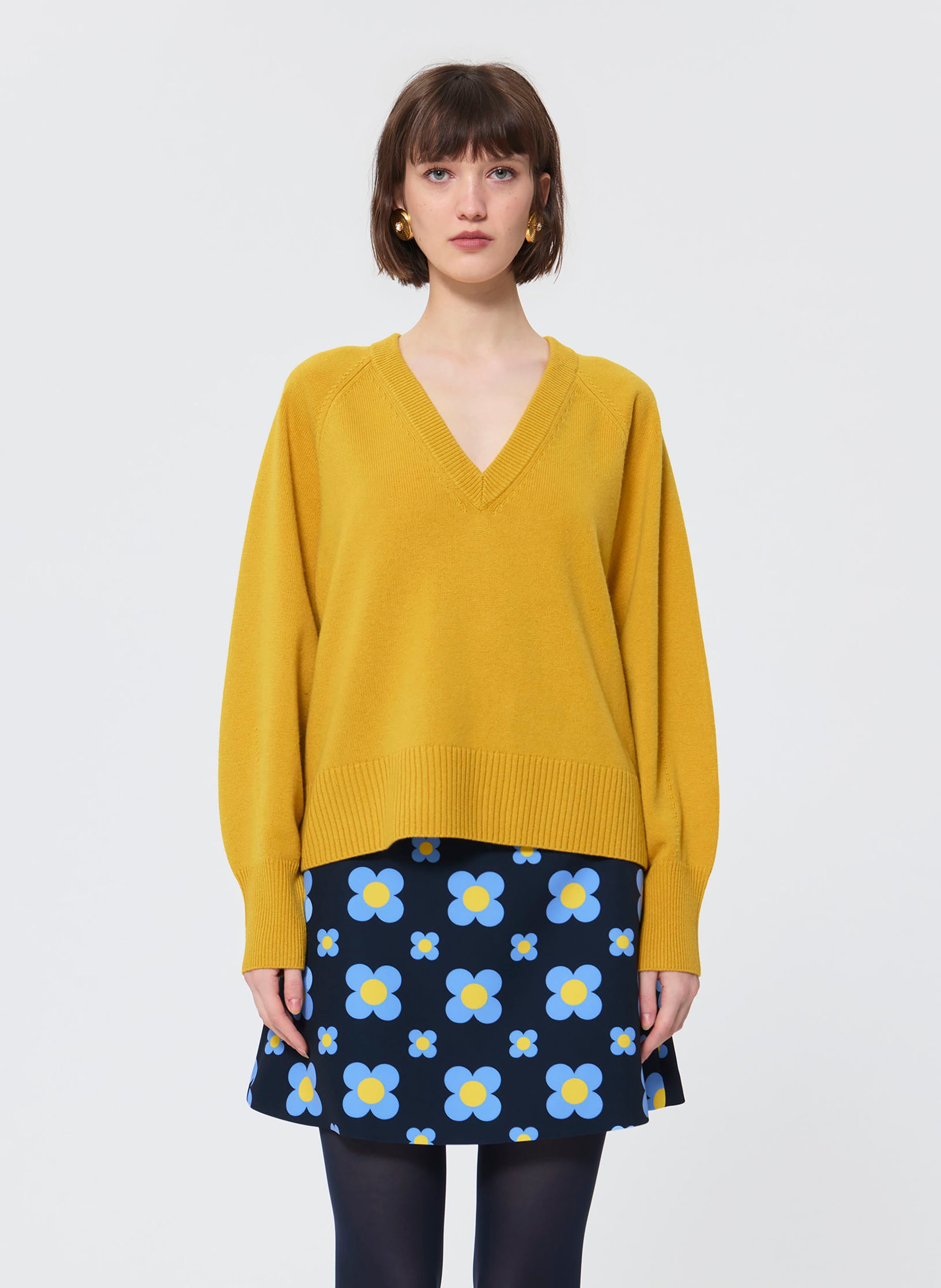 Pull col v en laine TARA JARMON Jaune