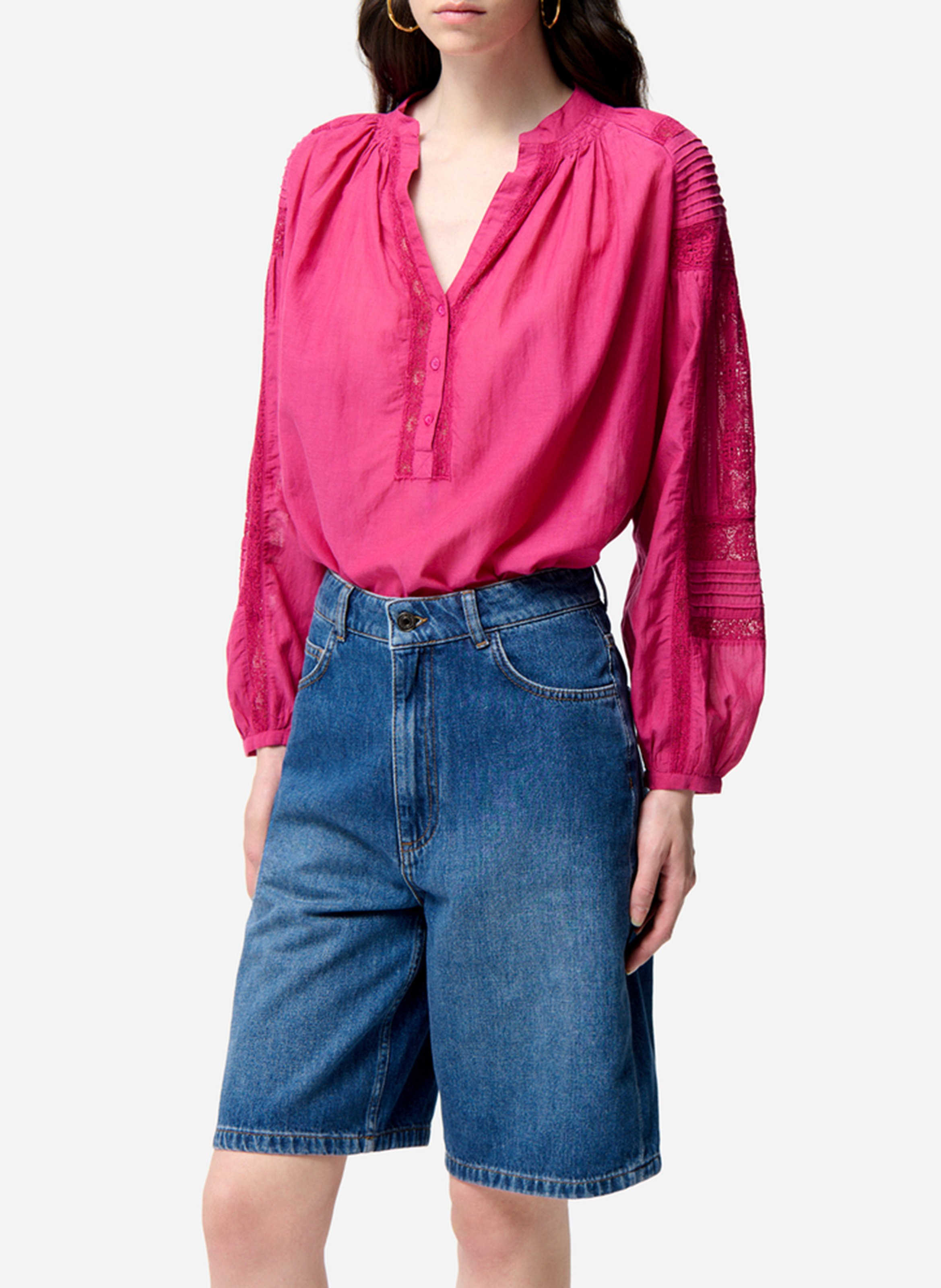 Bermuda taille haute droit en denim VANESSA BRUNO Bleu