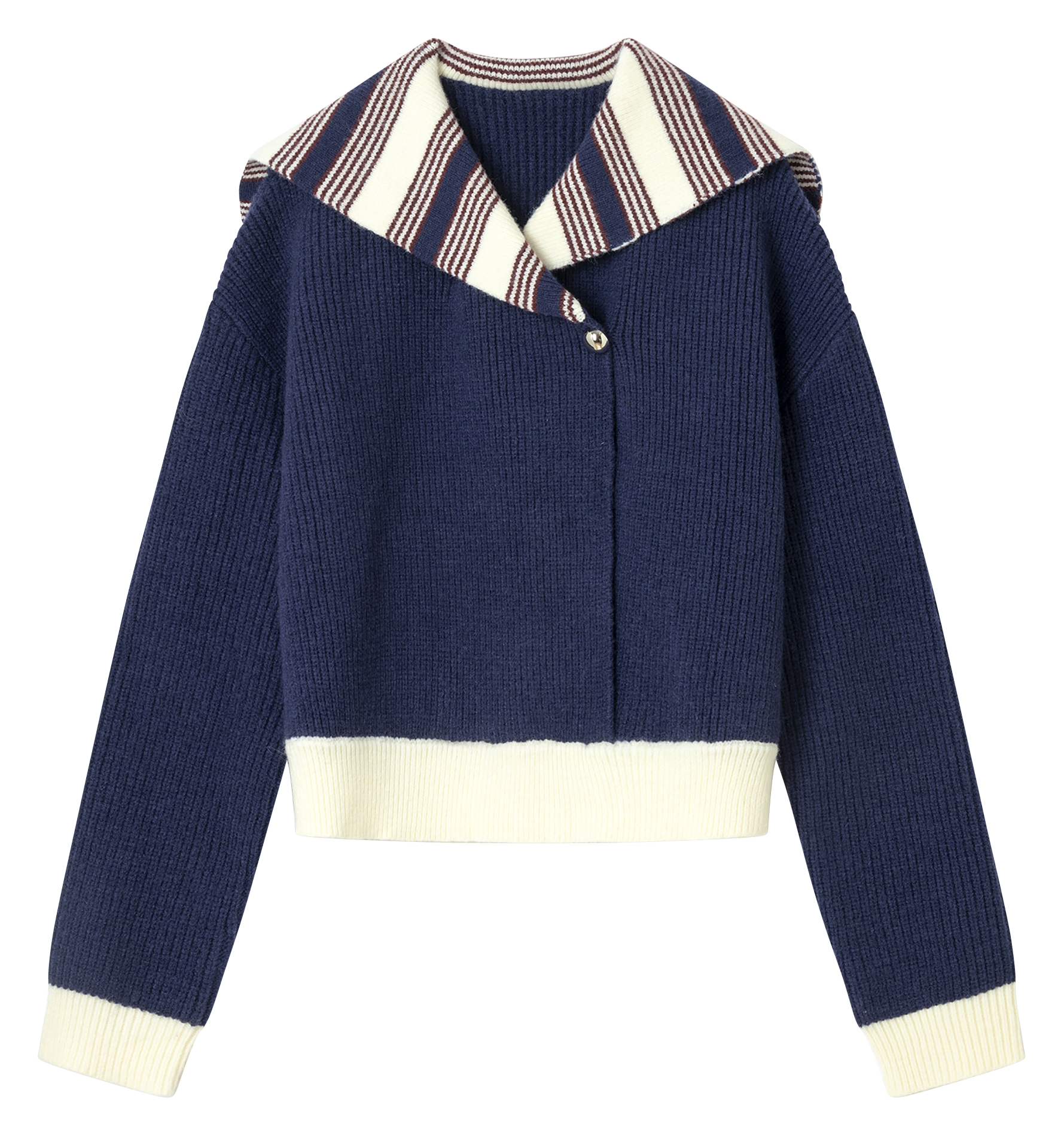 Pull à rayures col v LAAGAM Bleu