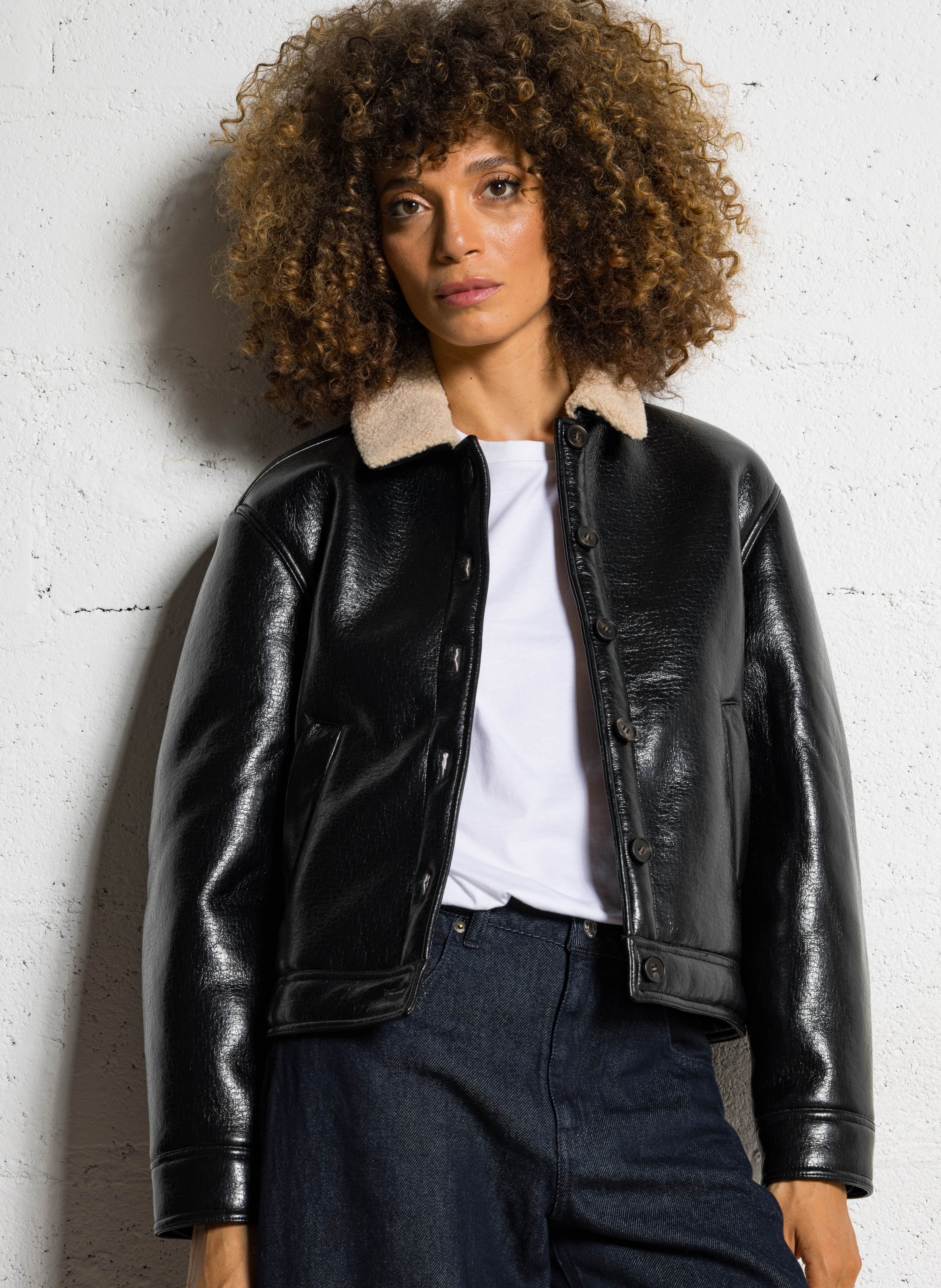 Jas met klassieke kraag DES PETITS HAUTS Zwart