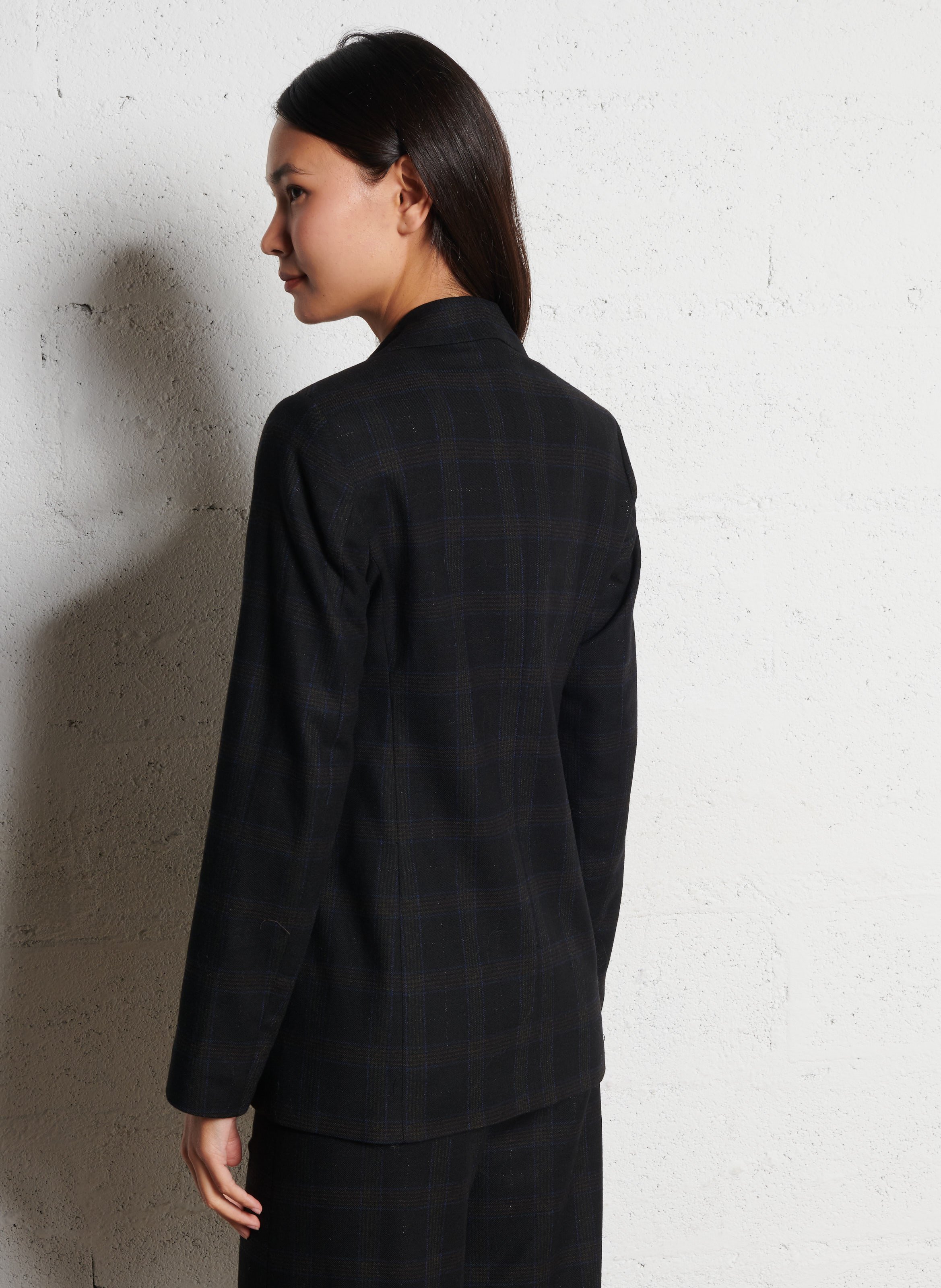 Veste ajustée col tailleur à carreaux DIEGA Marron