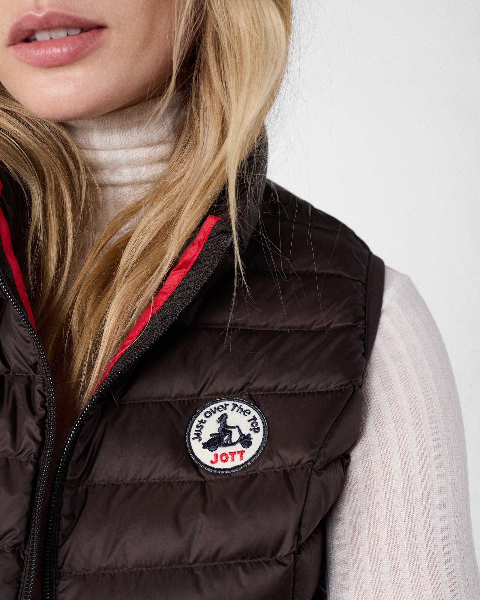 Black Sedal Sleeveless Lightweight Puffer Jacket JOTT Brown