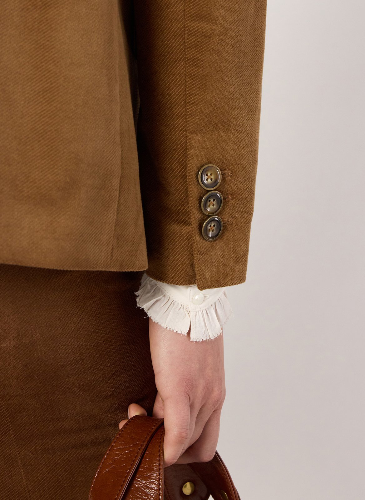 Veste col tailleur en coton mélangé GERARD DAREL Marron