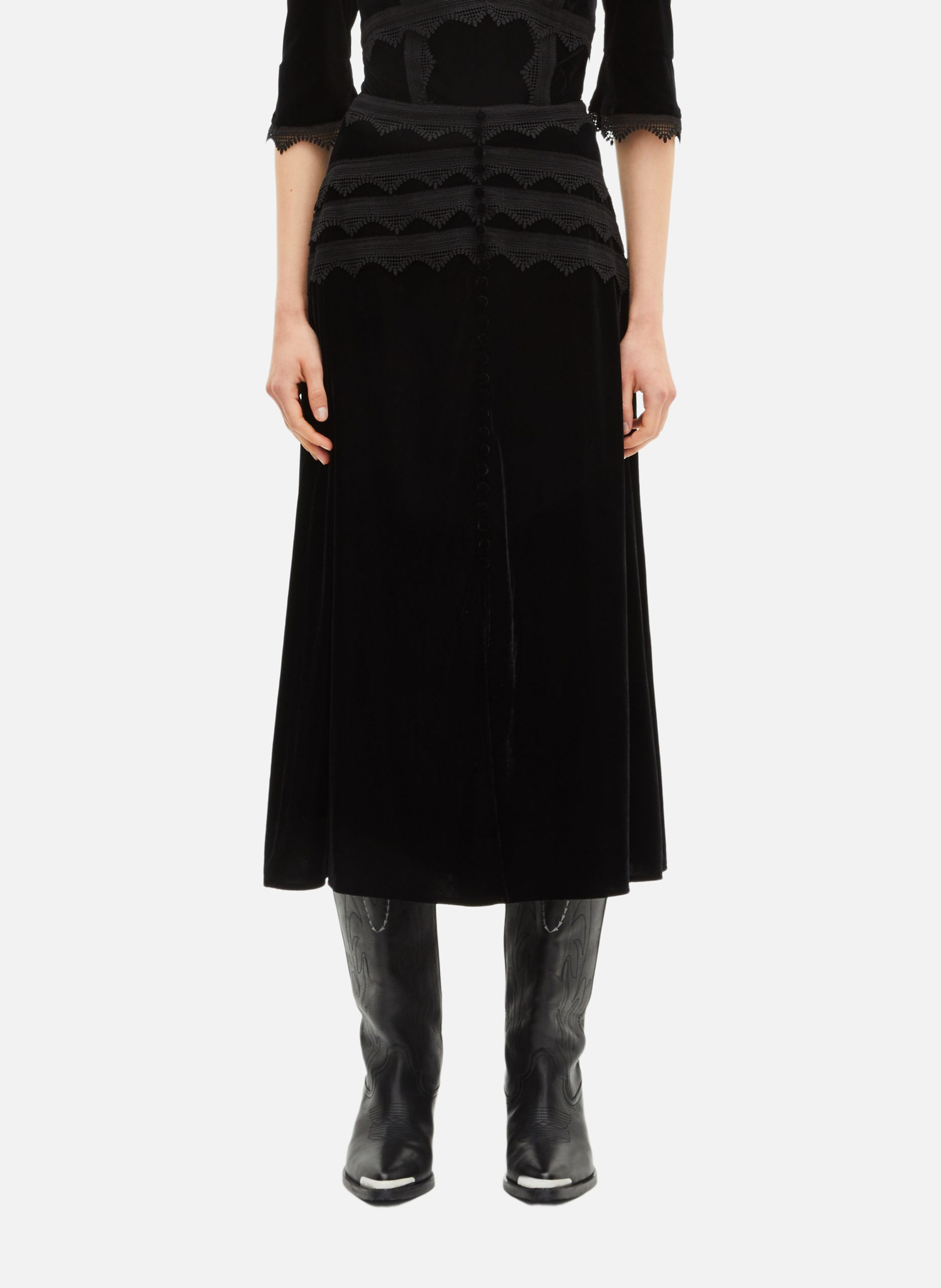 Long velvet skirt THE KOOPLES Black