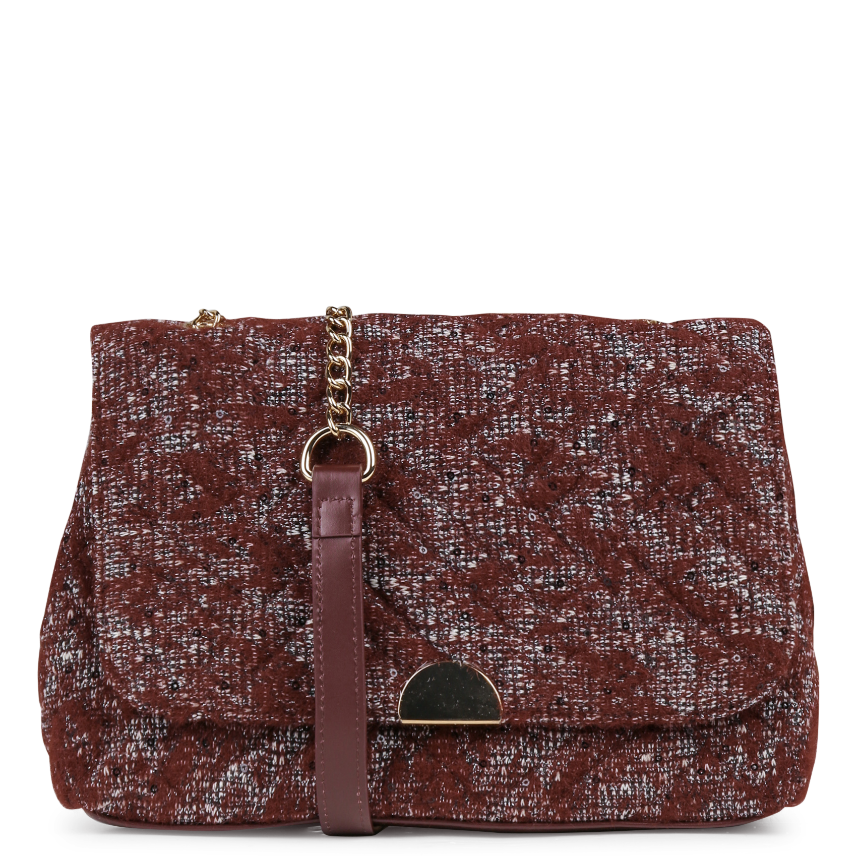 Tweed shoulder bag LA FEE MARABOUTEE Red