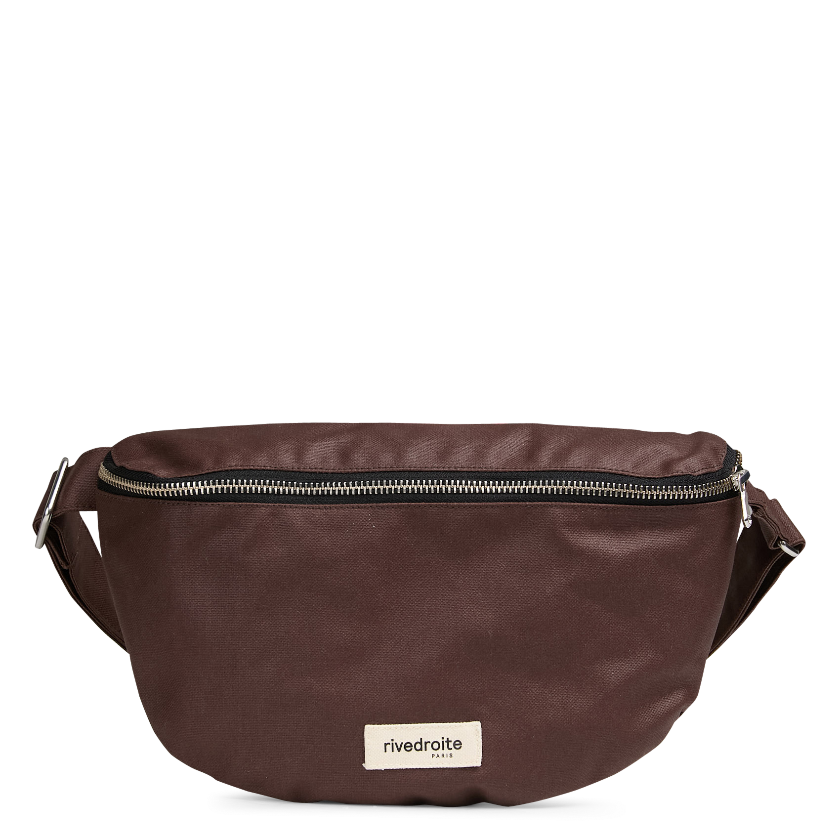 Plain waxed zippered bum bag RIVEDROITE PARIS Brown