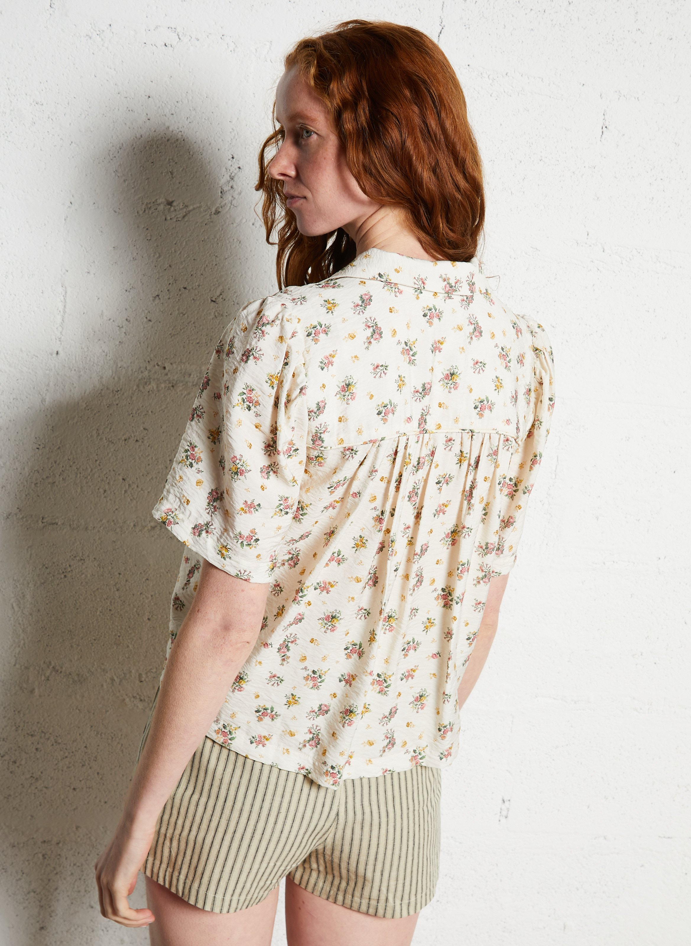 Chemise col revers imprimée EMILE ET IDA Beige