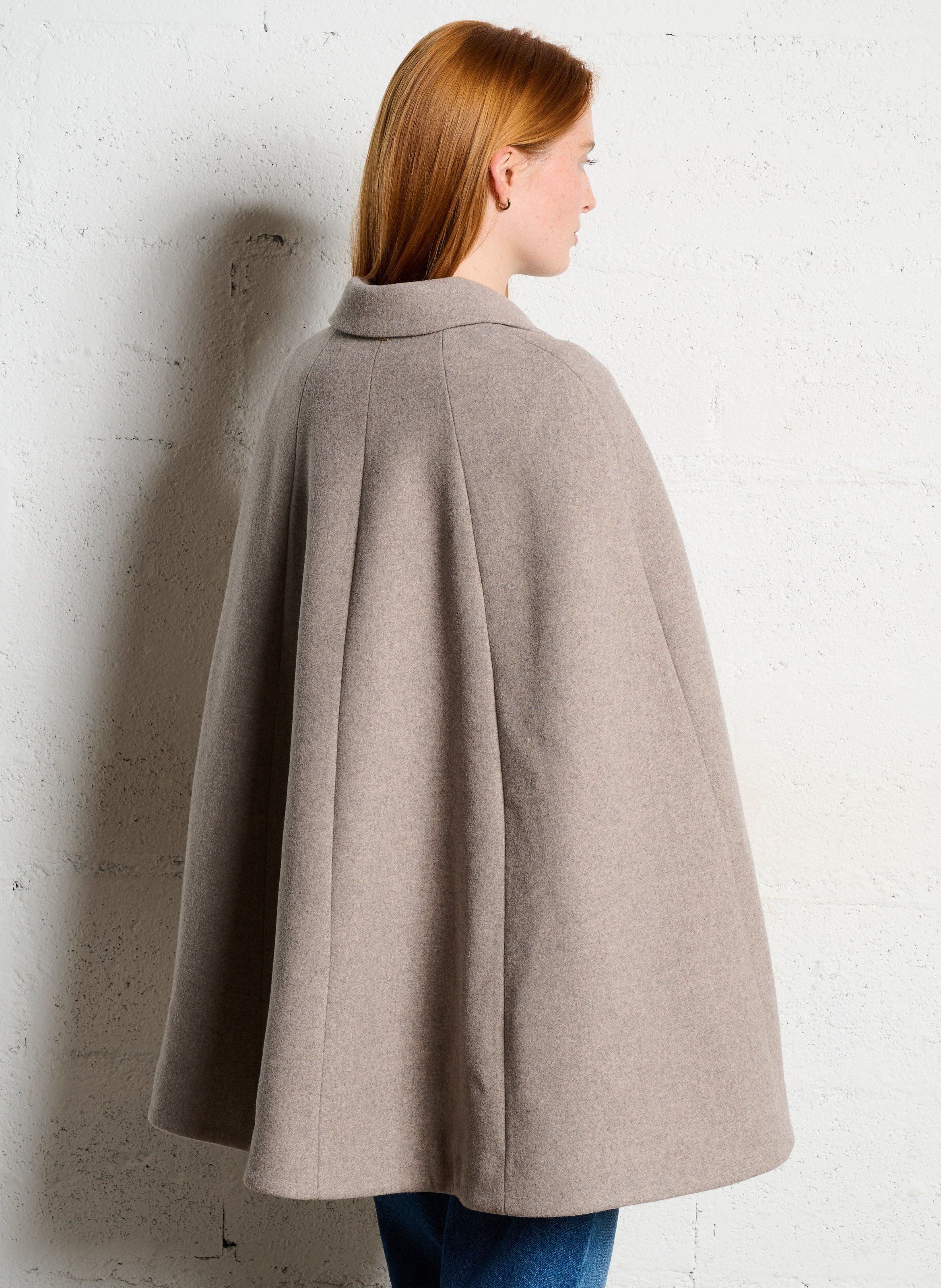 Wool-blend cape with tailored collar IKKS Beige
