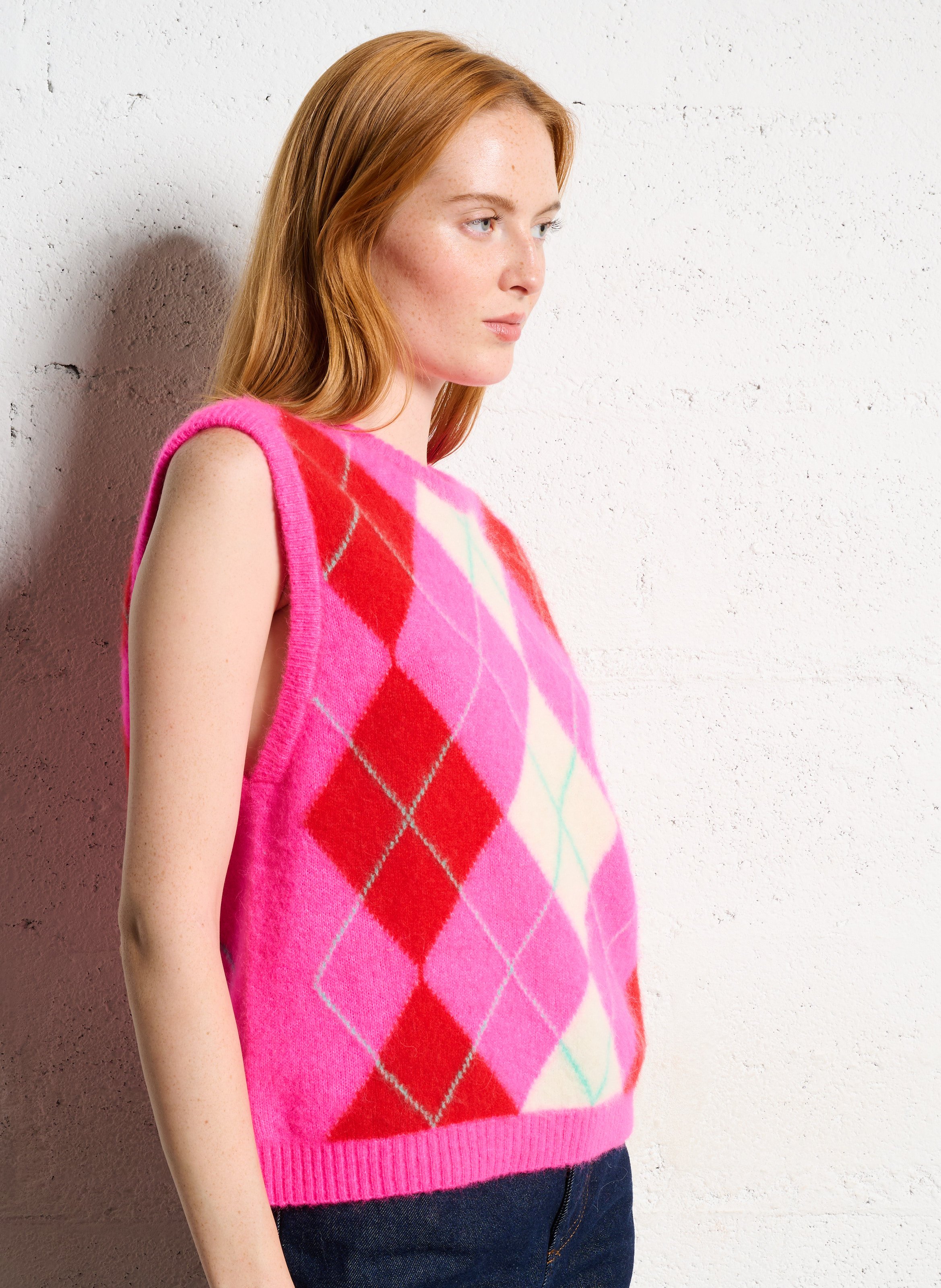 Pull col rond jacquard AMERICAN VINTAGE Rose