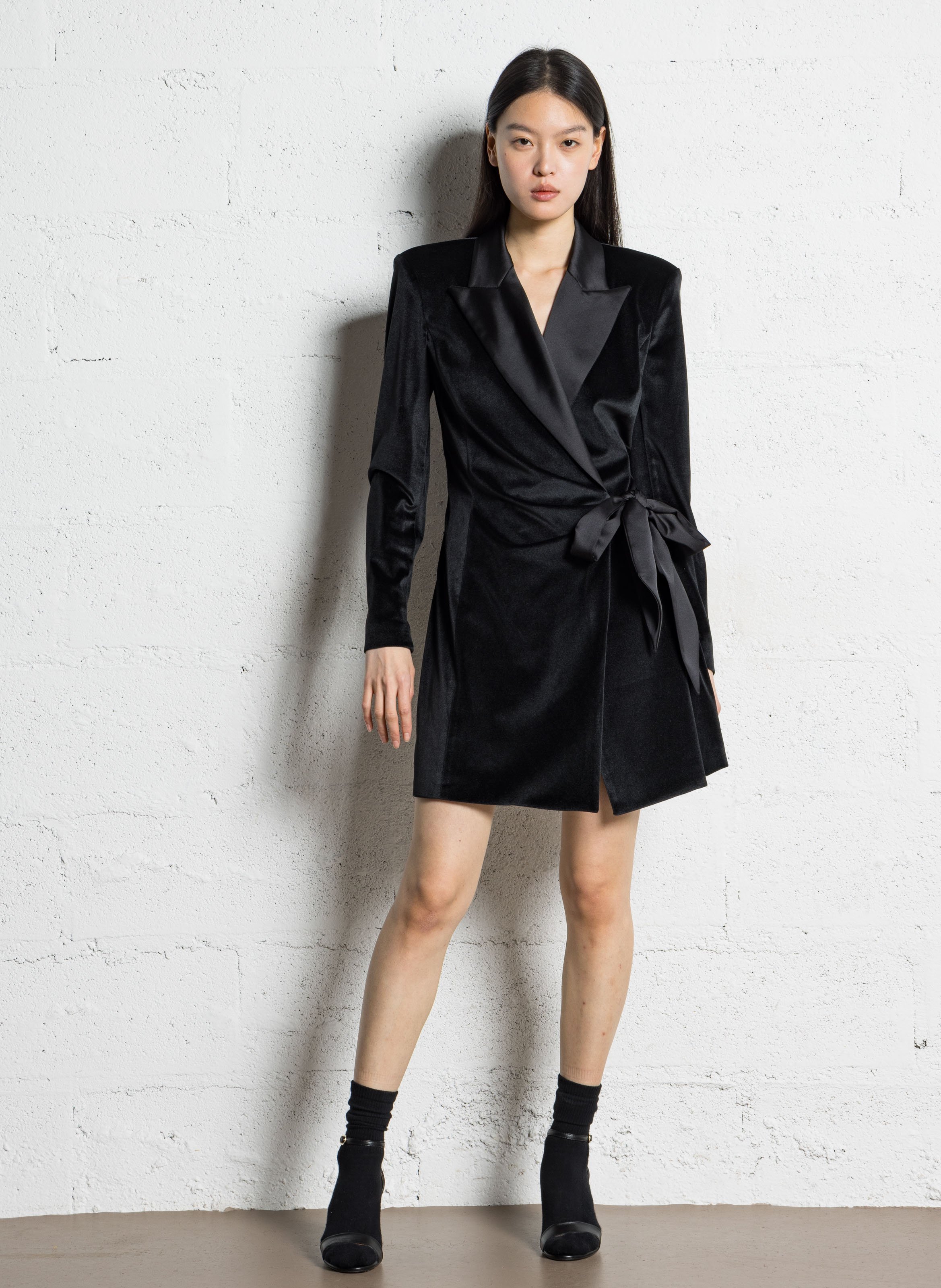 Robe courte col tailleur en velours IMPERIAL Noir