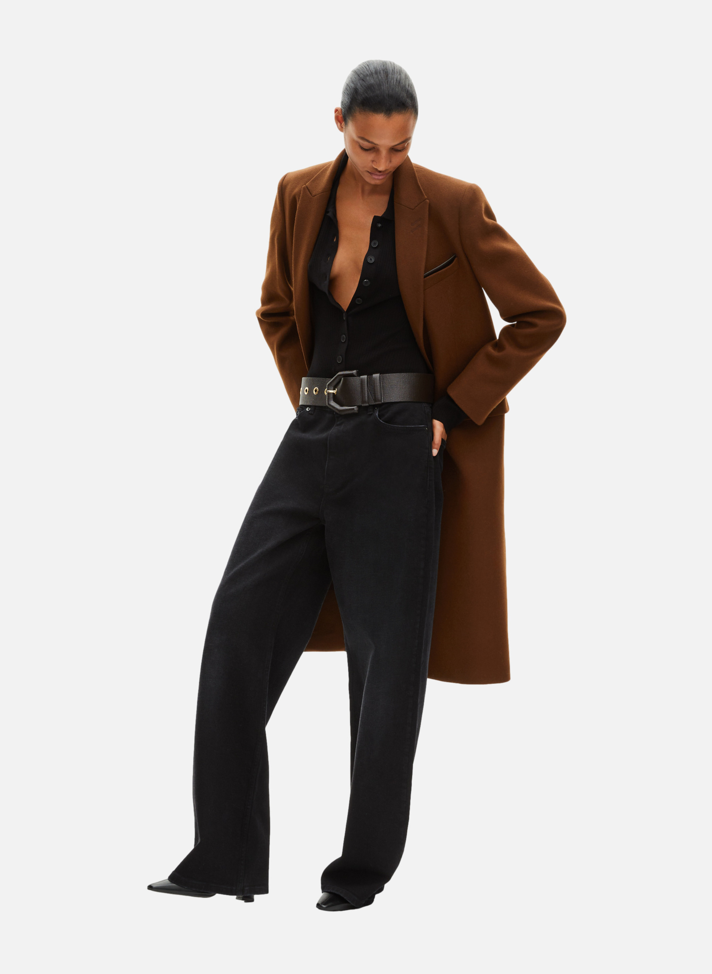 Bluestar wide leather belt THE KOOPLES Brown