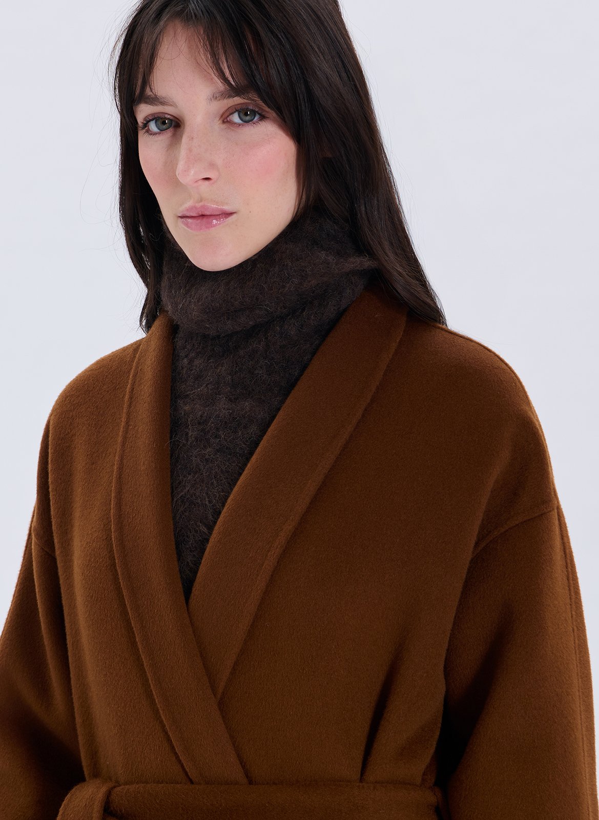 Coat with notched lapel in blended wool ZAPA Brown