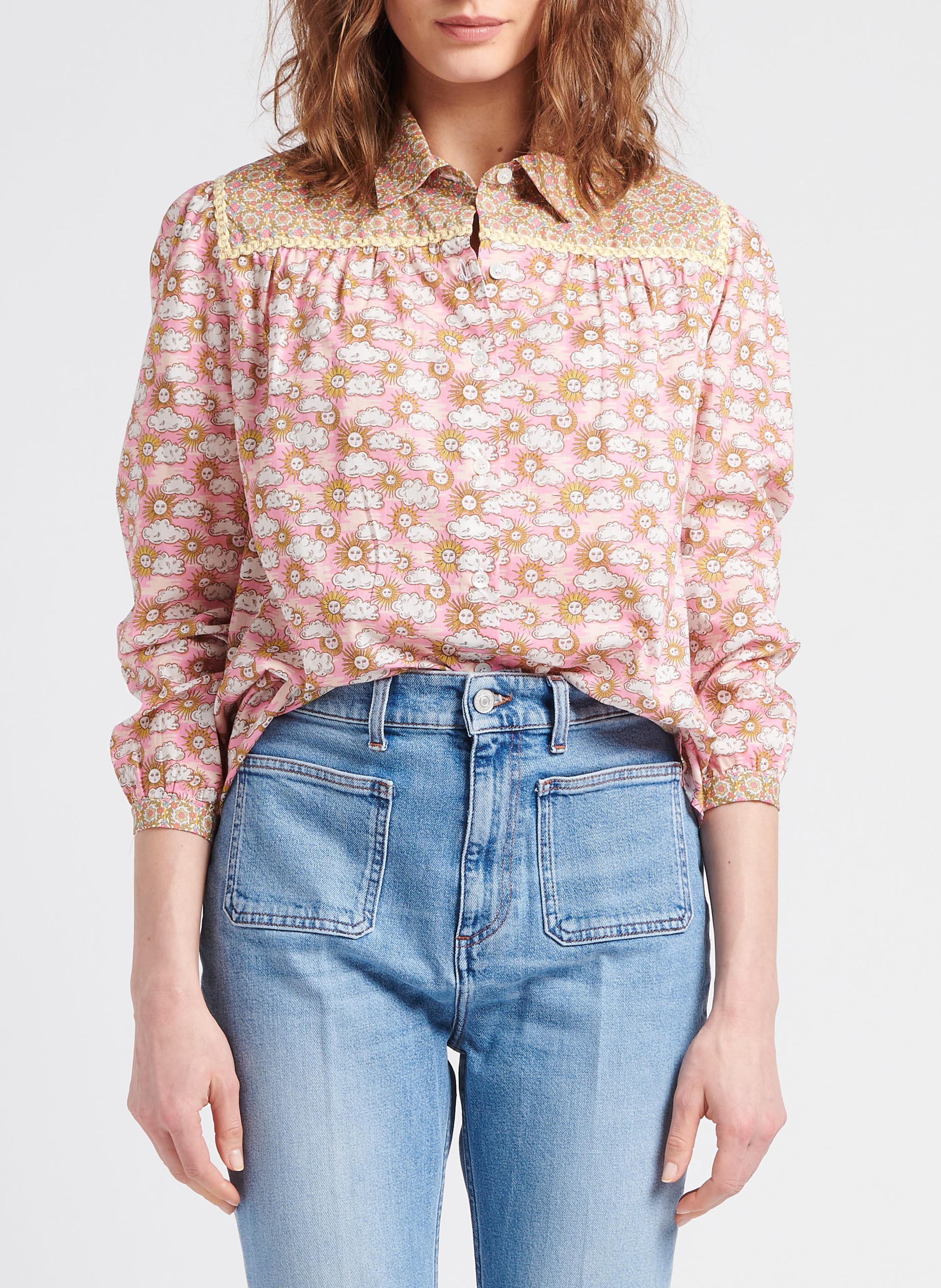 Oversized blouse met klassieke kraag PAUL AND JOE Roze