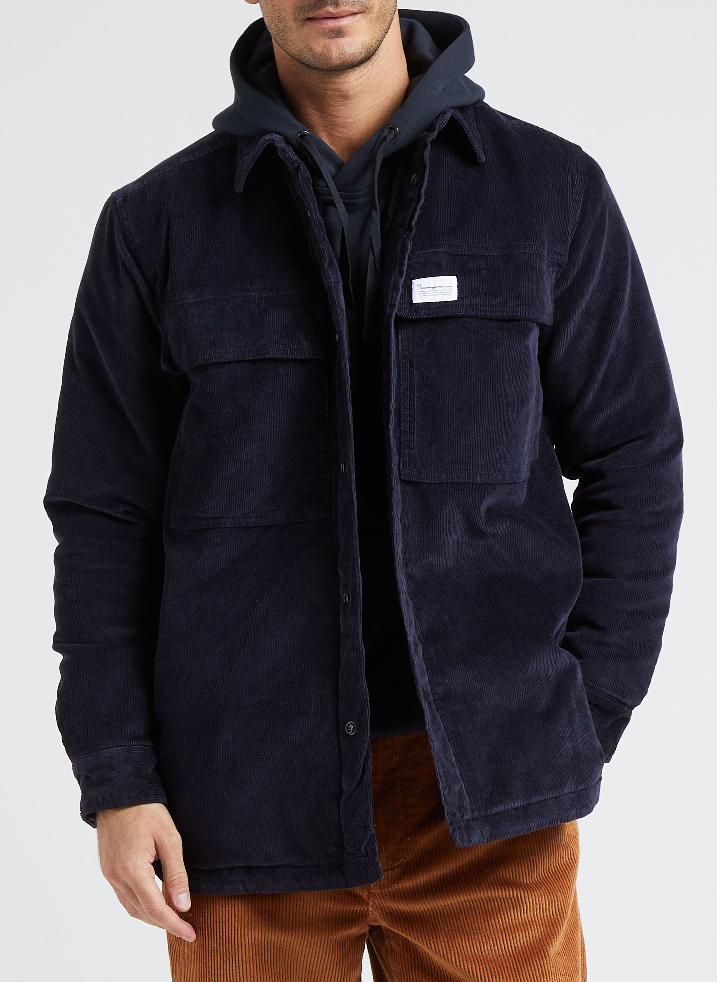 Organic cotton-blend jacket with classic collar KNOWLEDGE COTTON APPAREL